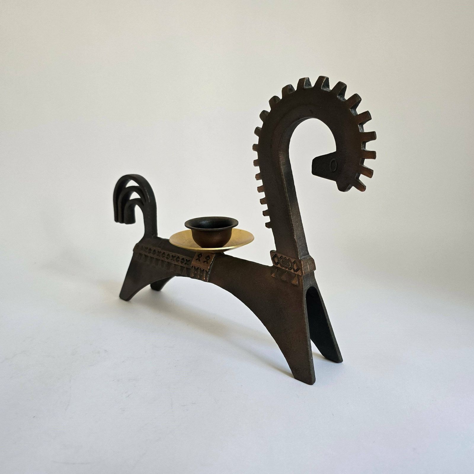 Vintage Mid Century Modern Candle Holder Wrought Iron With Brass 60s Design Ussr photo furniture
