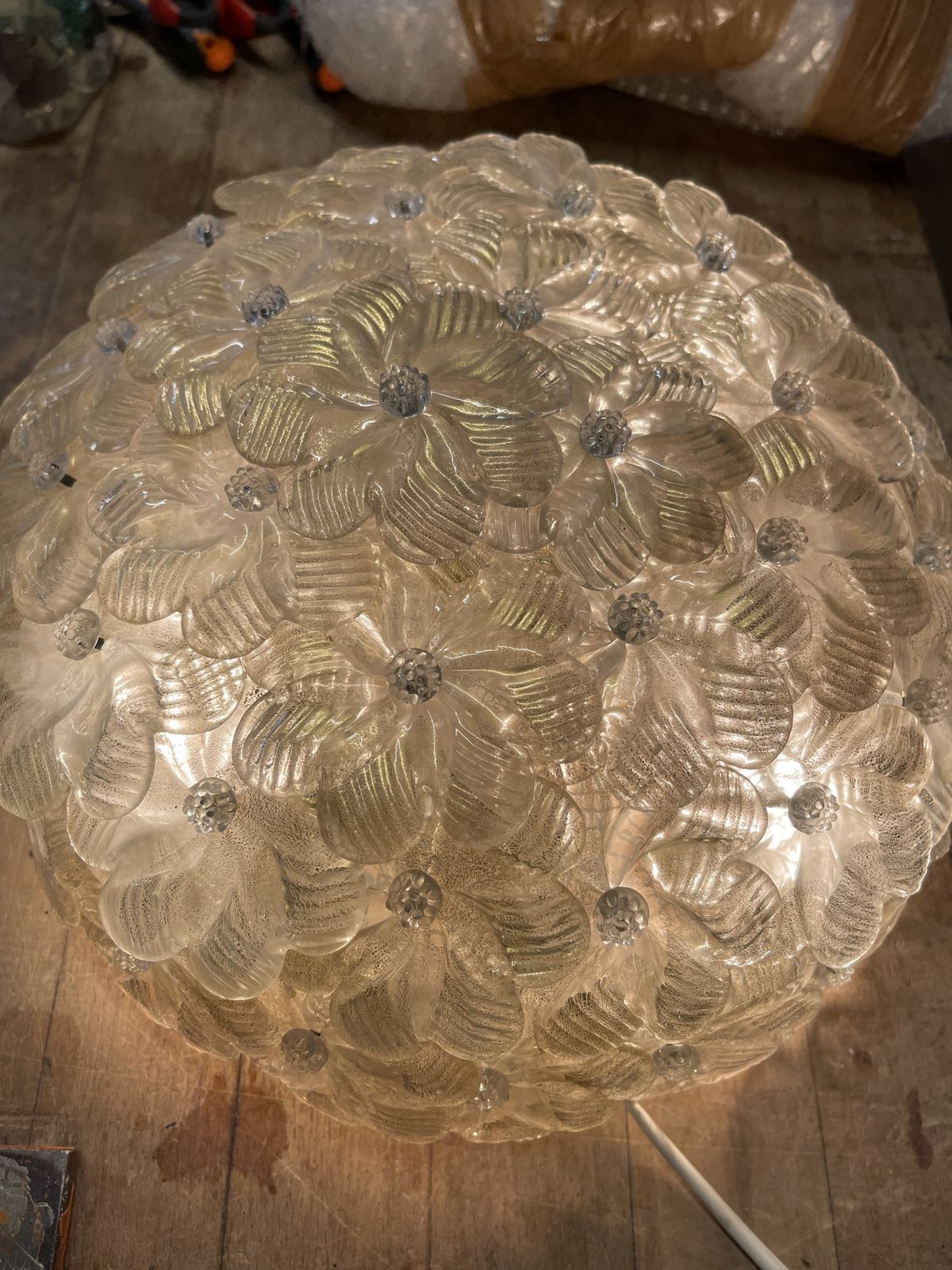 Ceiling Lamp Bunch Of Flowers Murano Art Glass, 1940s Mid Century Modern  photo furniture