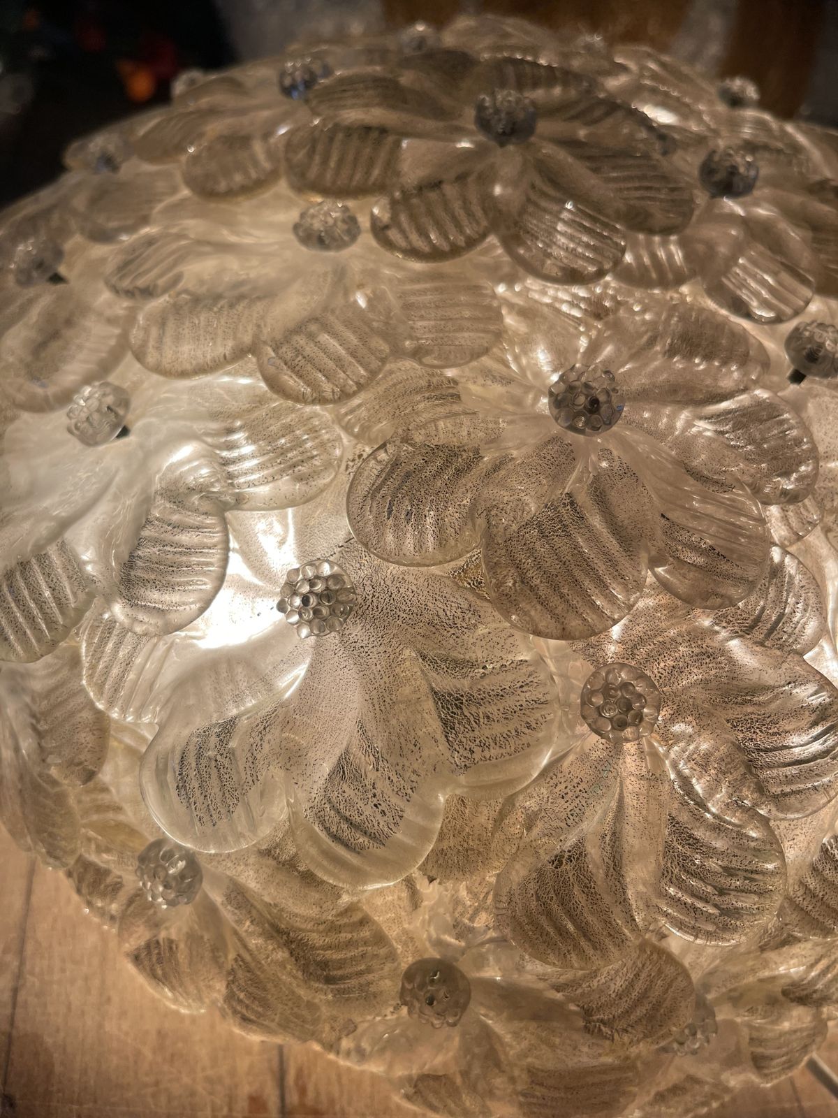 Ceiling Lamp Bunch Of Flowers Murano Art Glass, 1940s Mid Century Modern  photo Lighting