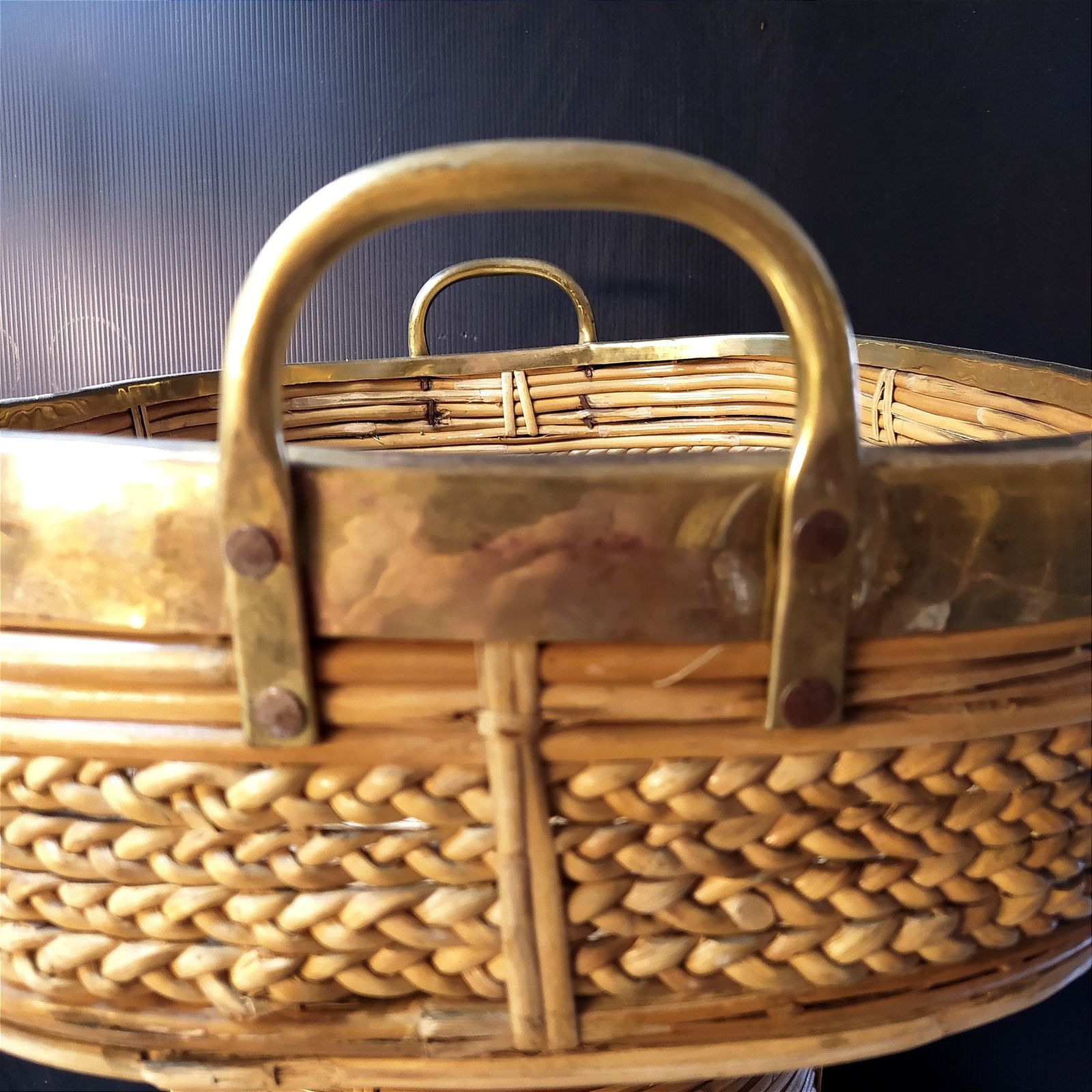 1970's Large Pencil Reed Basket. photo furniture
