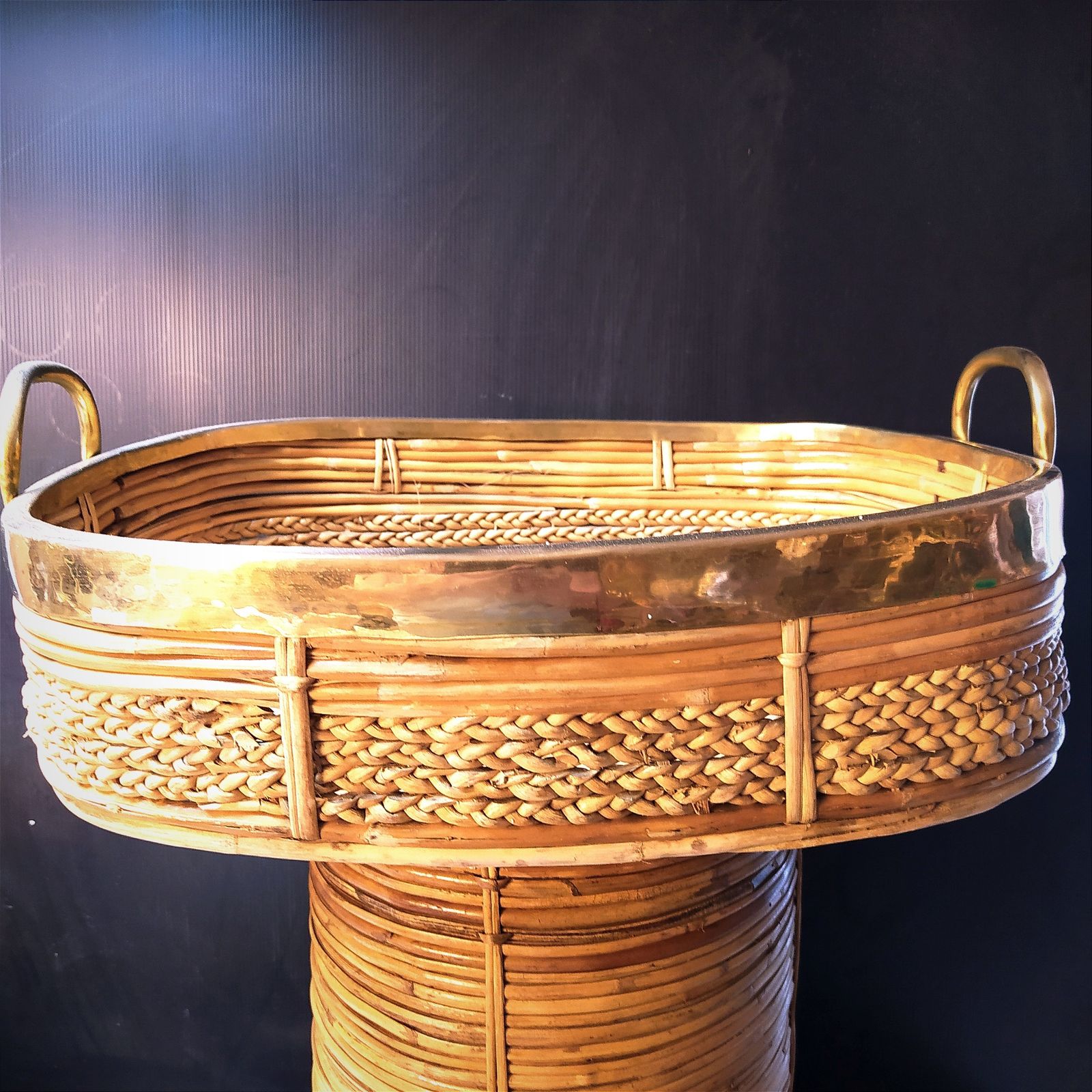 1970's Large Pencil Reed Basket.
