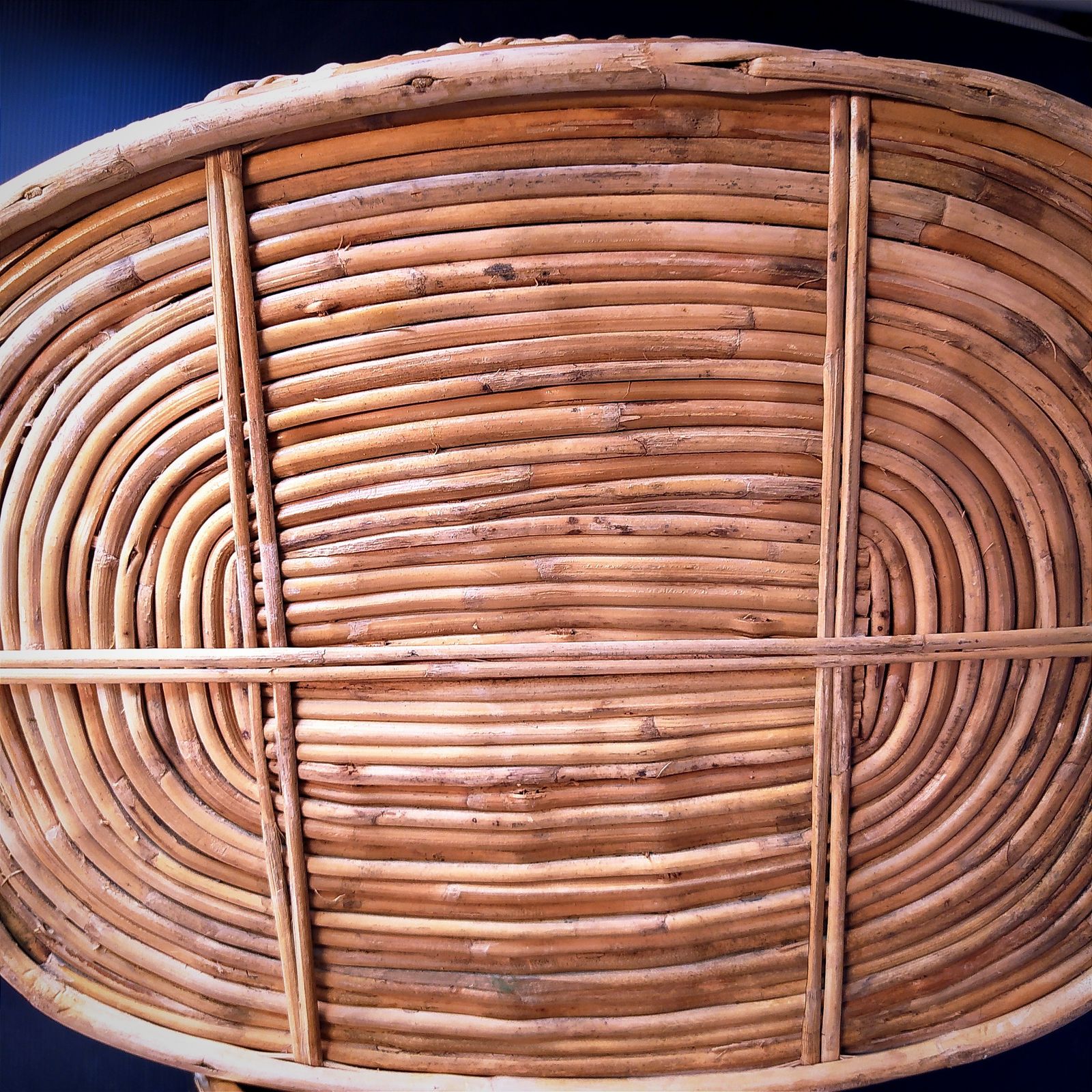 1970's Large Pencil Reed Basket. photo vinterior