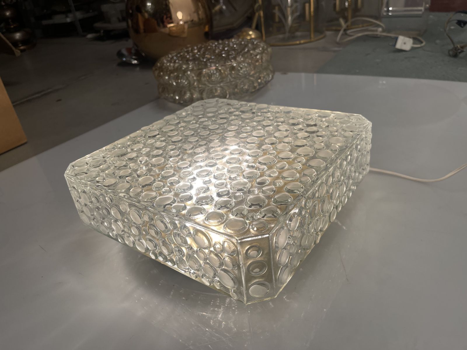 Mid Century Bubble Hustadt Crystal Glass Sconces Set Of 2 photo for sale