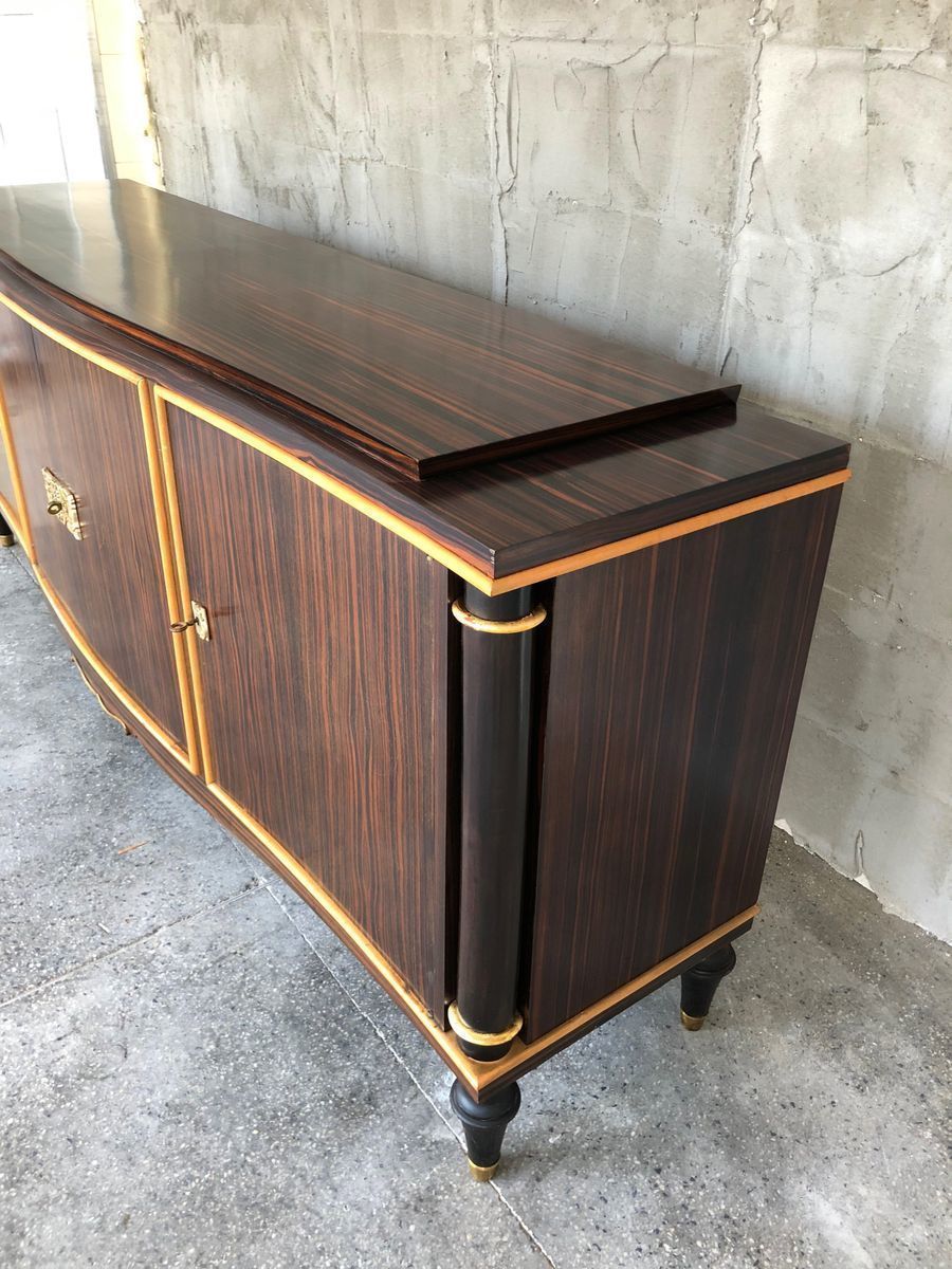 French Macassar Art Deco Masterpiece Sideboard, 1940s photo vinterior