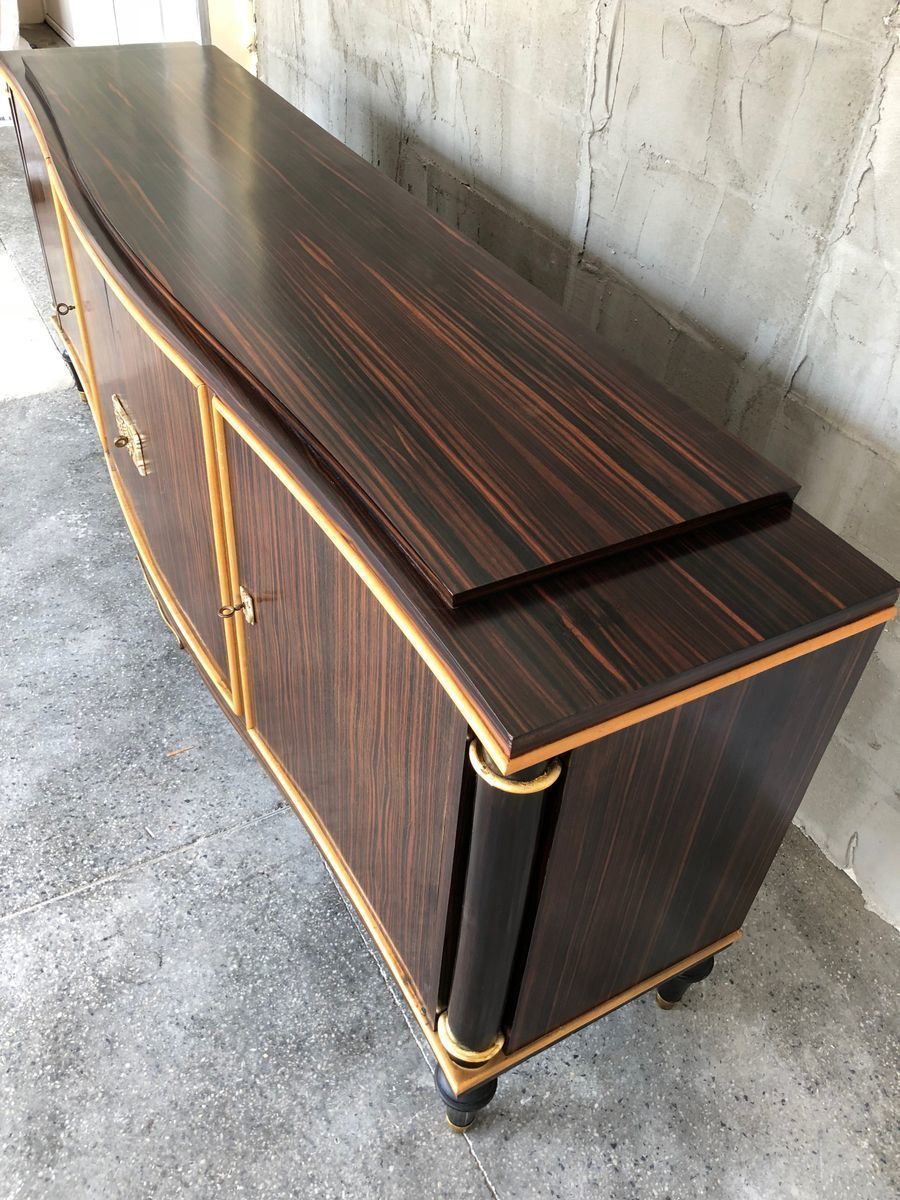 French Macassar Art Deco Masterpiece Sideboard, 1940s photo buy