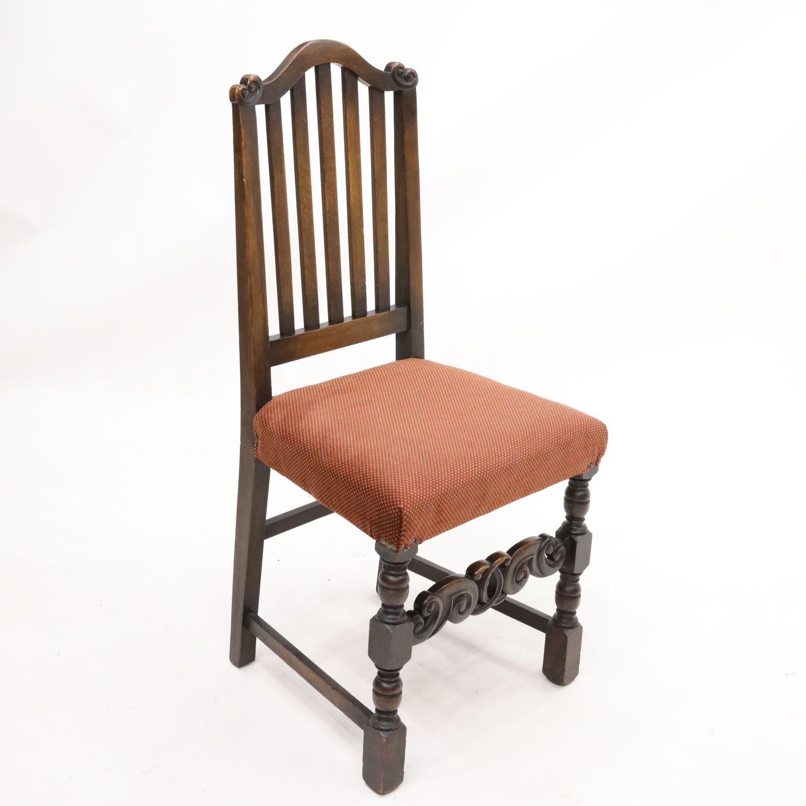 photo vinterior Vintage Oak Hall/Study/Bedroom Chair Highly Carved Stretcher Free Uk Delivery