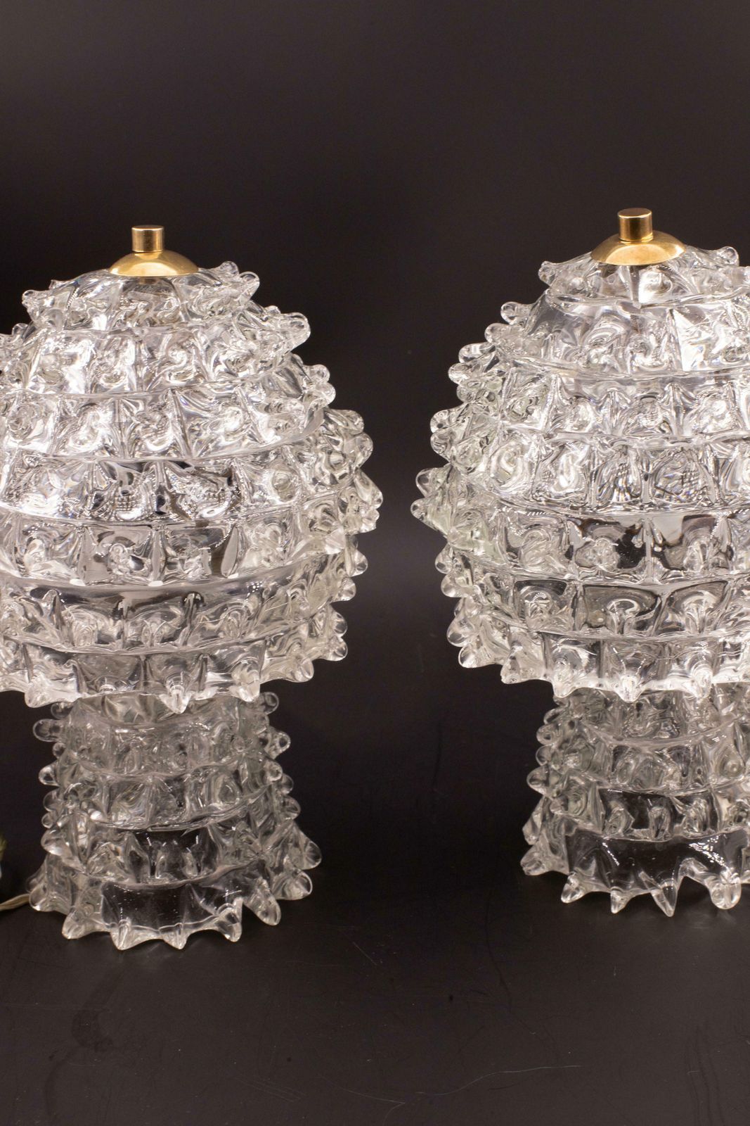 Set Of 2 Rare Table Lamp In Rostrato Murano Glass Vase For Barovier & Toso, 1940 photo 2156.0