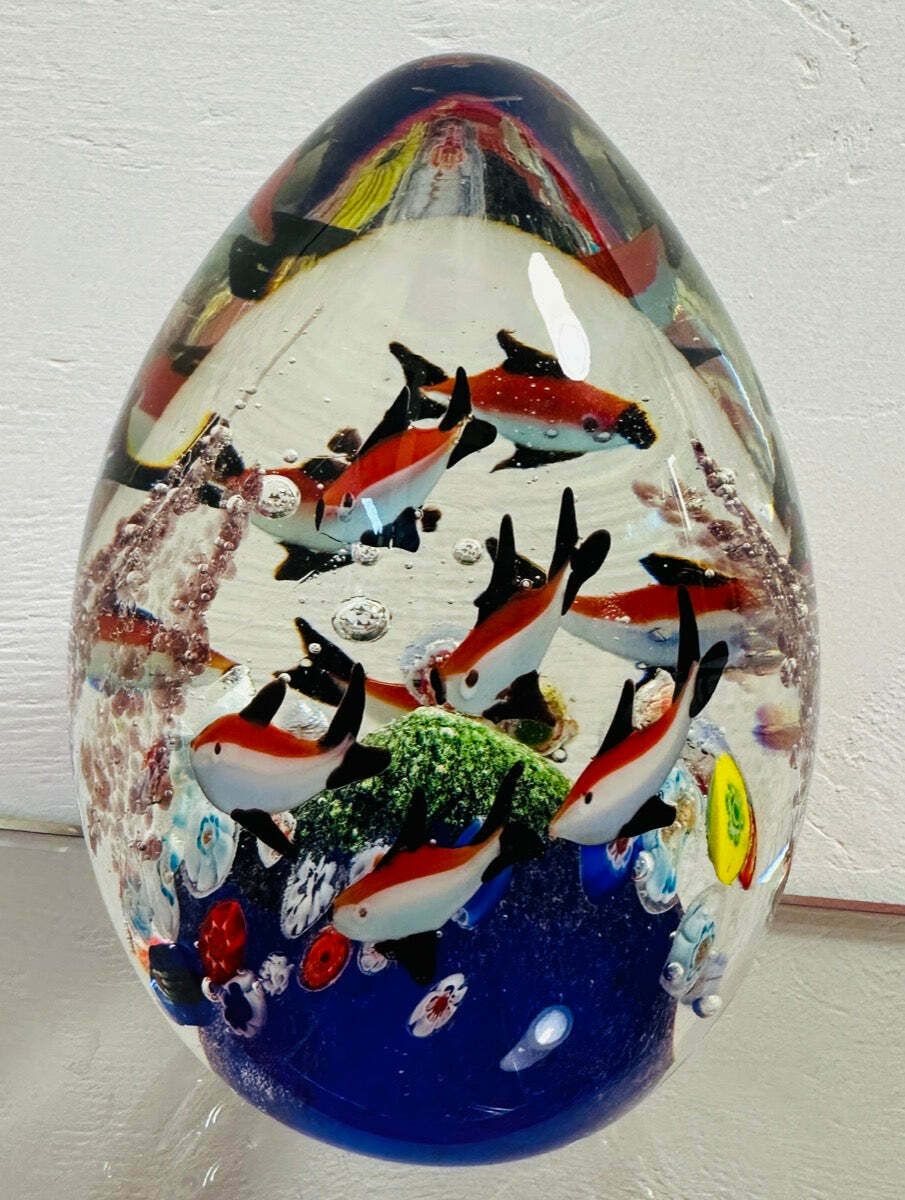 Contemporary Chinese Aquarium Murano Style Glass Paperweight photo furniture