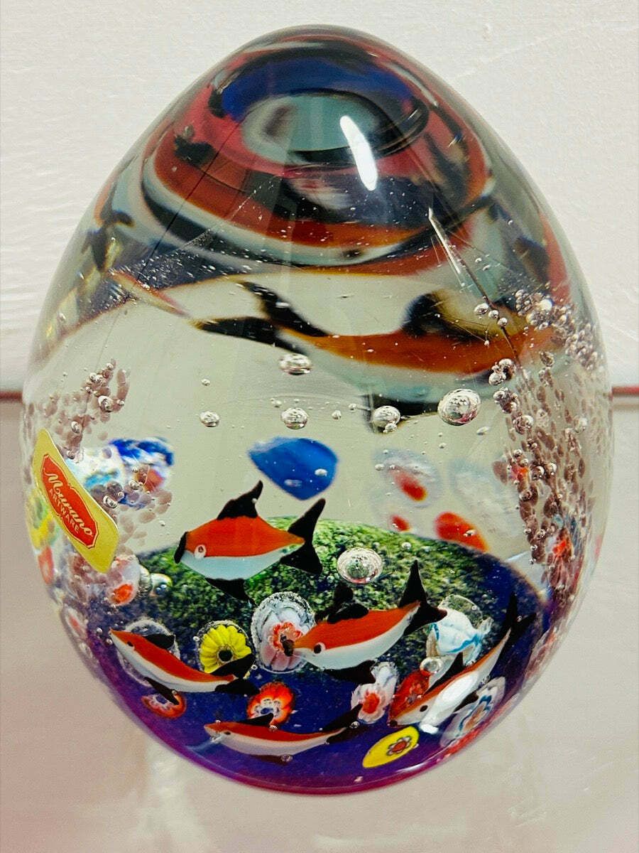 photo for sale Contemporary Chinese Aquarium Murano Style Glass Paperweight
