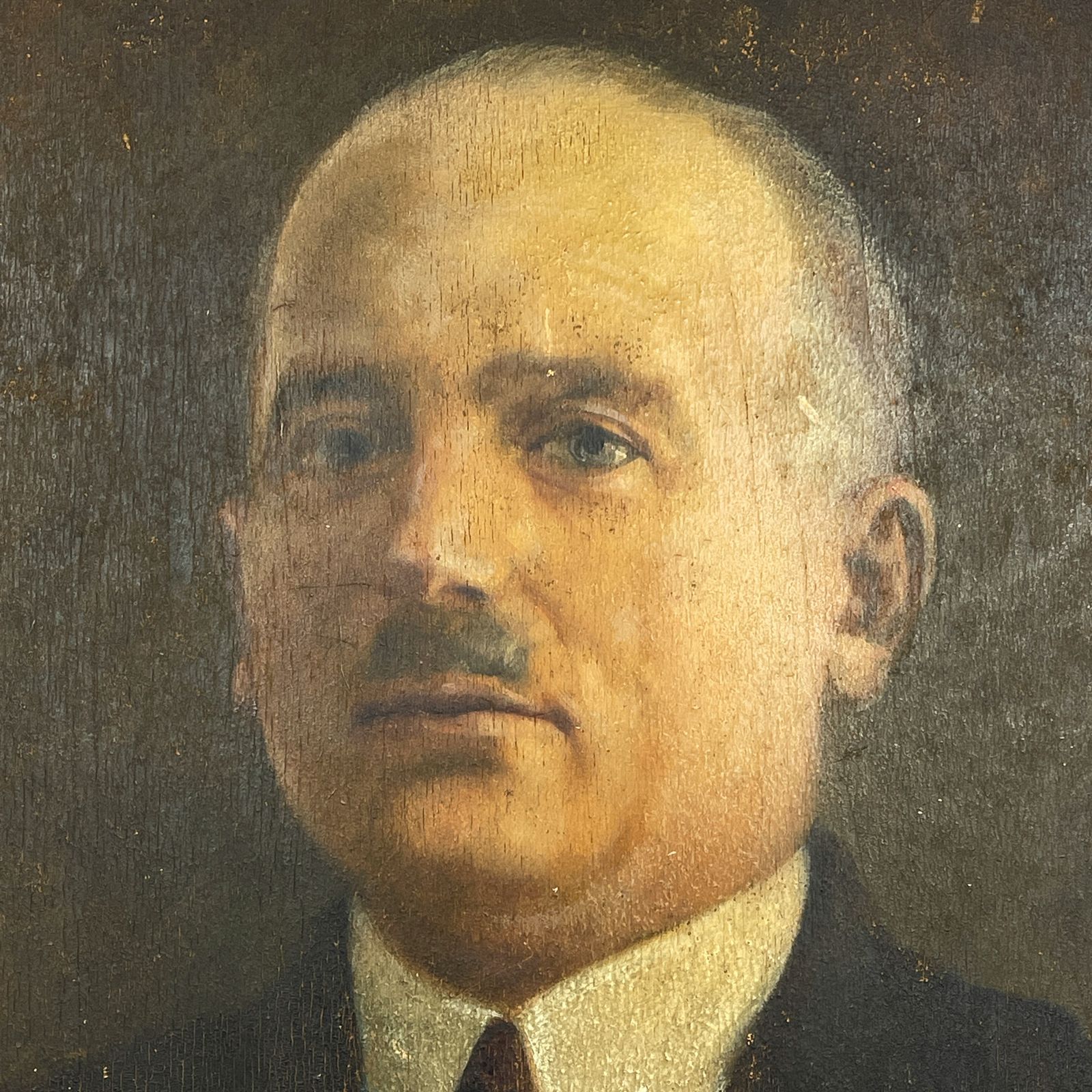 Antique Painting Portrait "Man In A Suit", Plywood, Oil, Unknown Artist, Italy, Late 19th Century. photo for sale