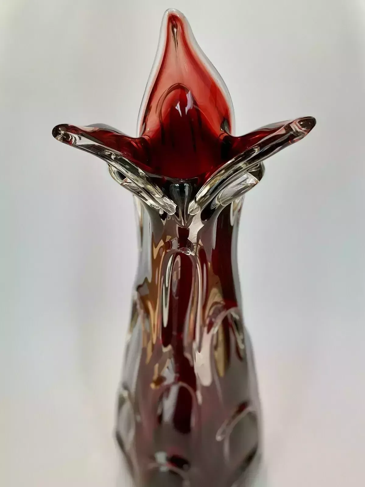 Czech Glass Vase Jan Beranek Skrdlovice Ruby Red Mid Century Vintage Art Glass photo buy