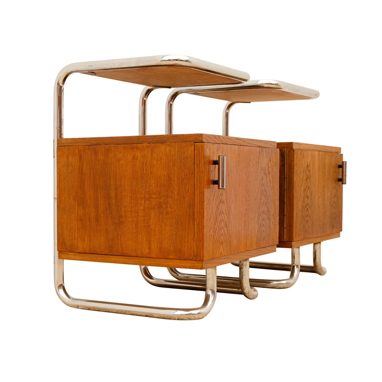 Pair Of Functionalist Chromed Night Stands By Vichr & Spol, 1950’s, Czechoslovakia