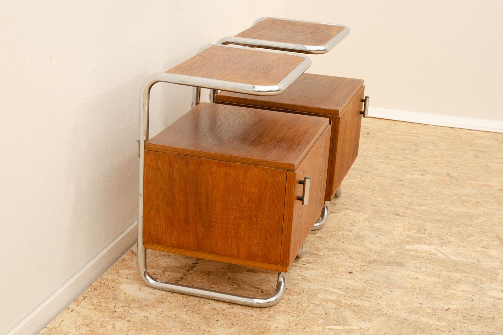 Pair Of Functionalist Chromed Night Stands By Vichr & Spol, 1950’s, Czechoslovakia photo buy