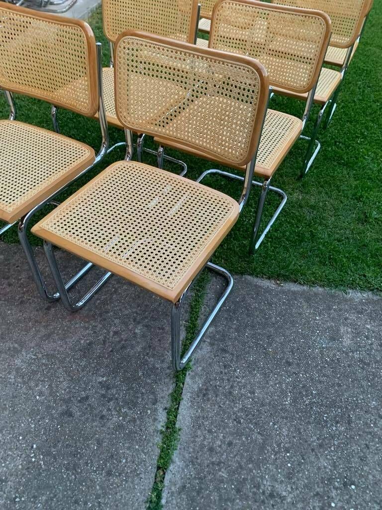 Mid Century Modern Italian Marcel Breuer B32 Cesca Chair, 70s Set Of 8 photo for sale
