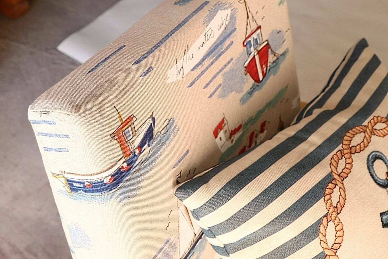 Modern Vintage Armchair Sea Motion Beige Fabric 1970 Scandinavian Design Seamen Gift photo vintage