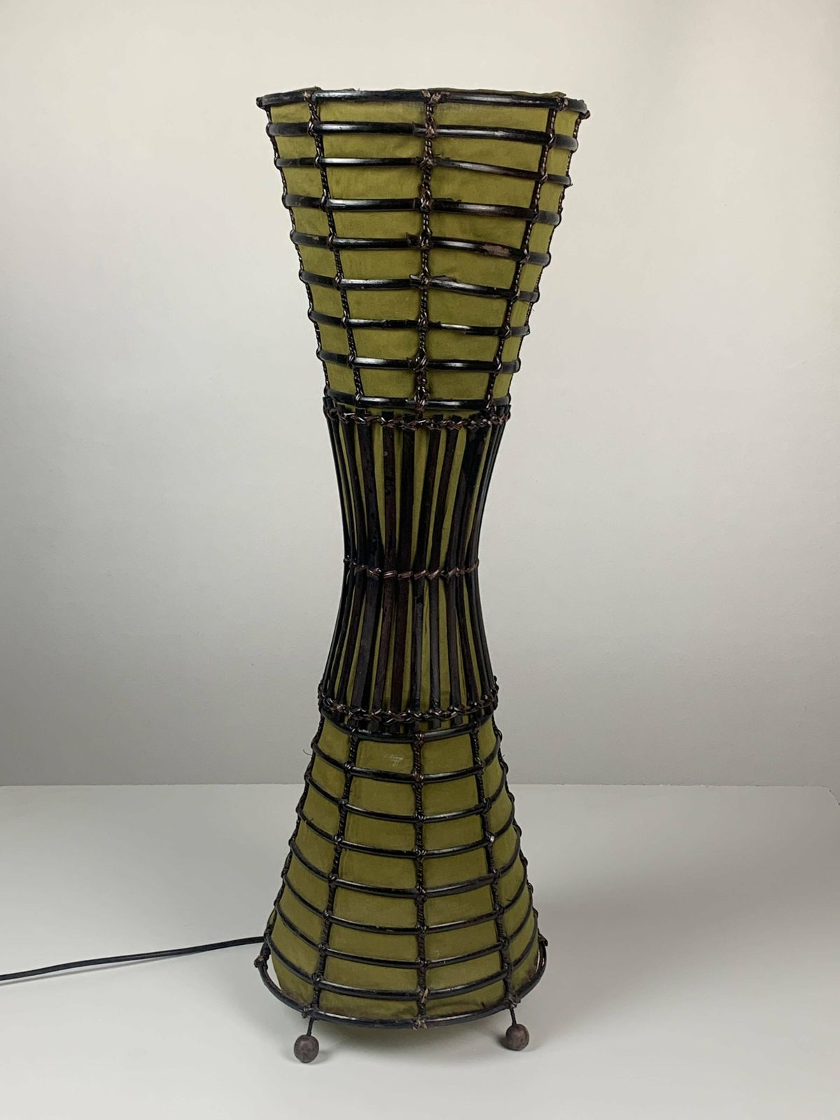 Bamboo And Fabric Floor Lamp In The Manner Of Franco Albini photo furniture