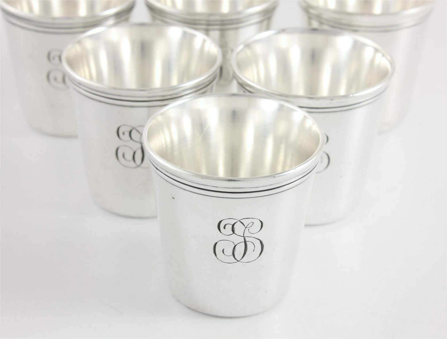 Christofle Silver Plated Vodka Shot Cups. Set Of 6 French Small Glasses.