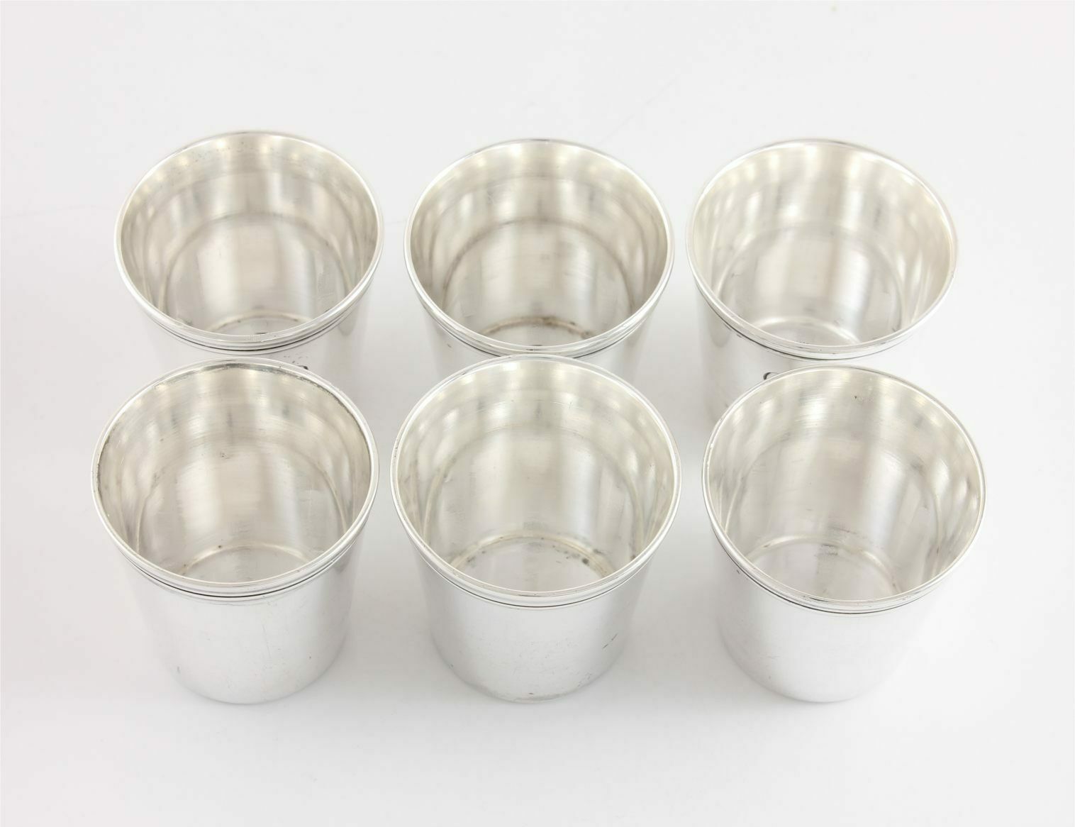Christofle Silver Plated Vodka Shot Cups. Set Of 6 French Small Glasses. photo for sale