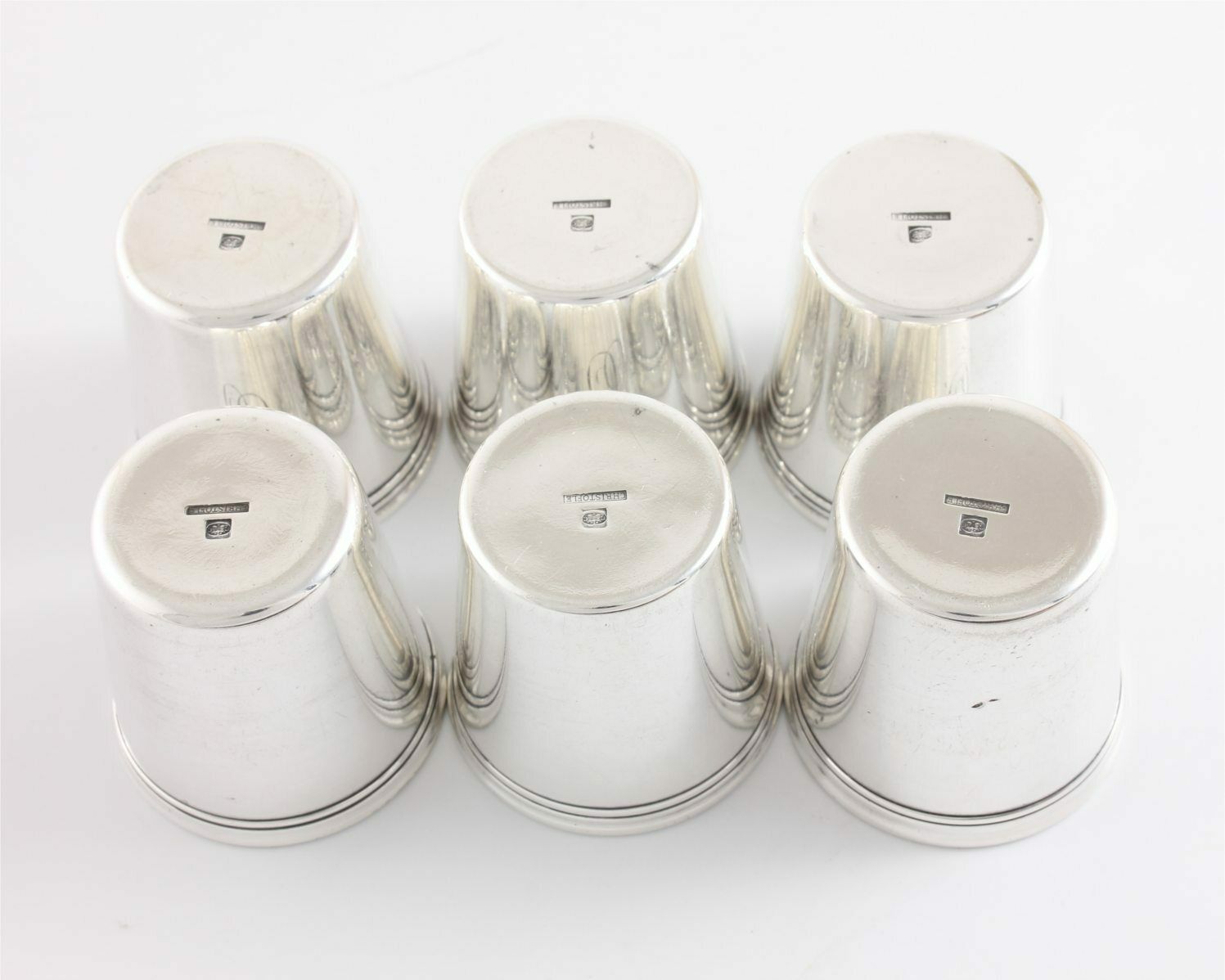 Home Decor Christofle Silver Plated Vodka Shot Cups. Set Of 6 French Small Glasses. photo