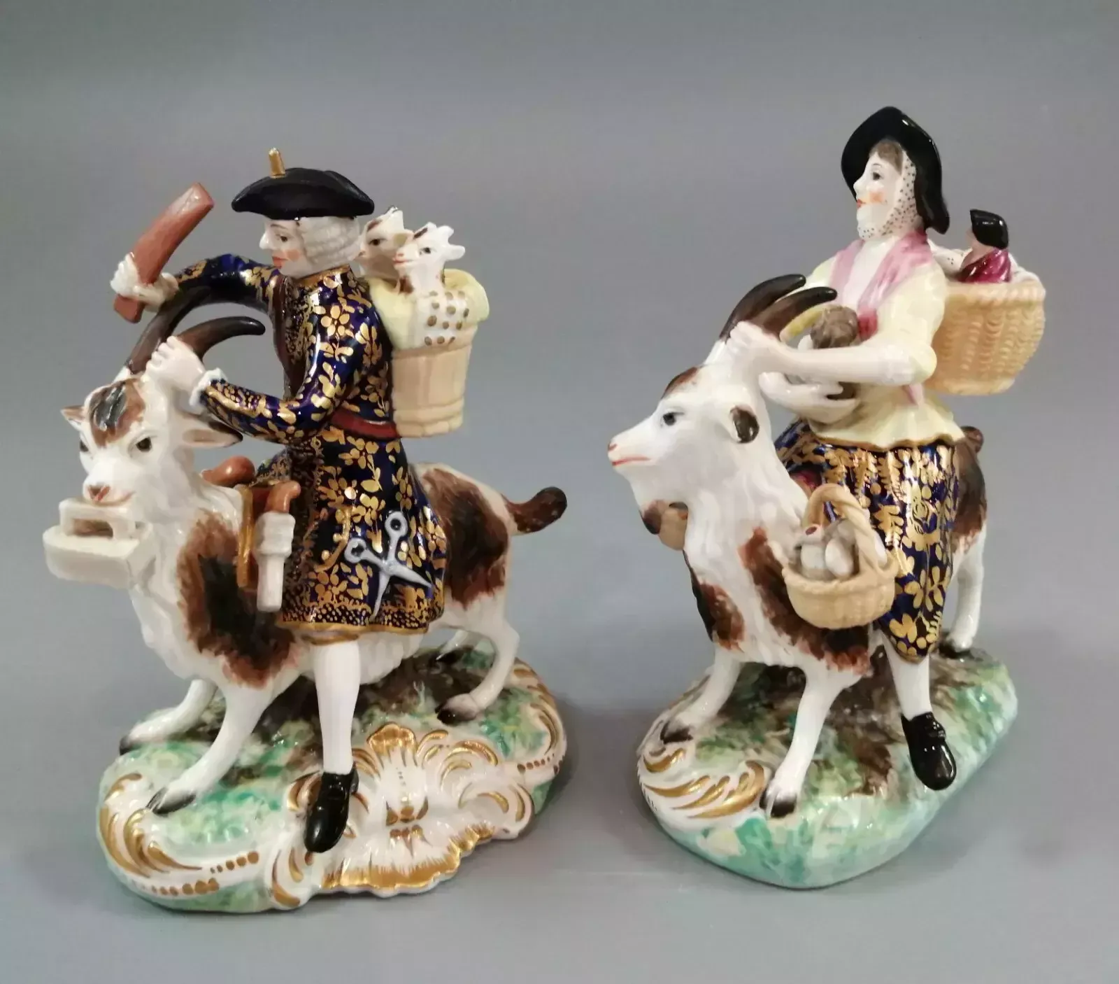 Derby Figurines Of The Welch Tailor And His Wife, C.1820