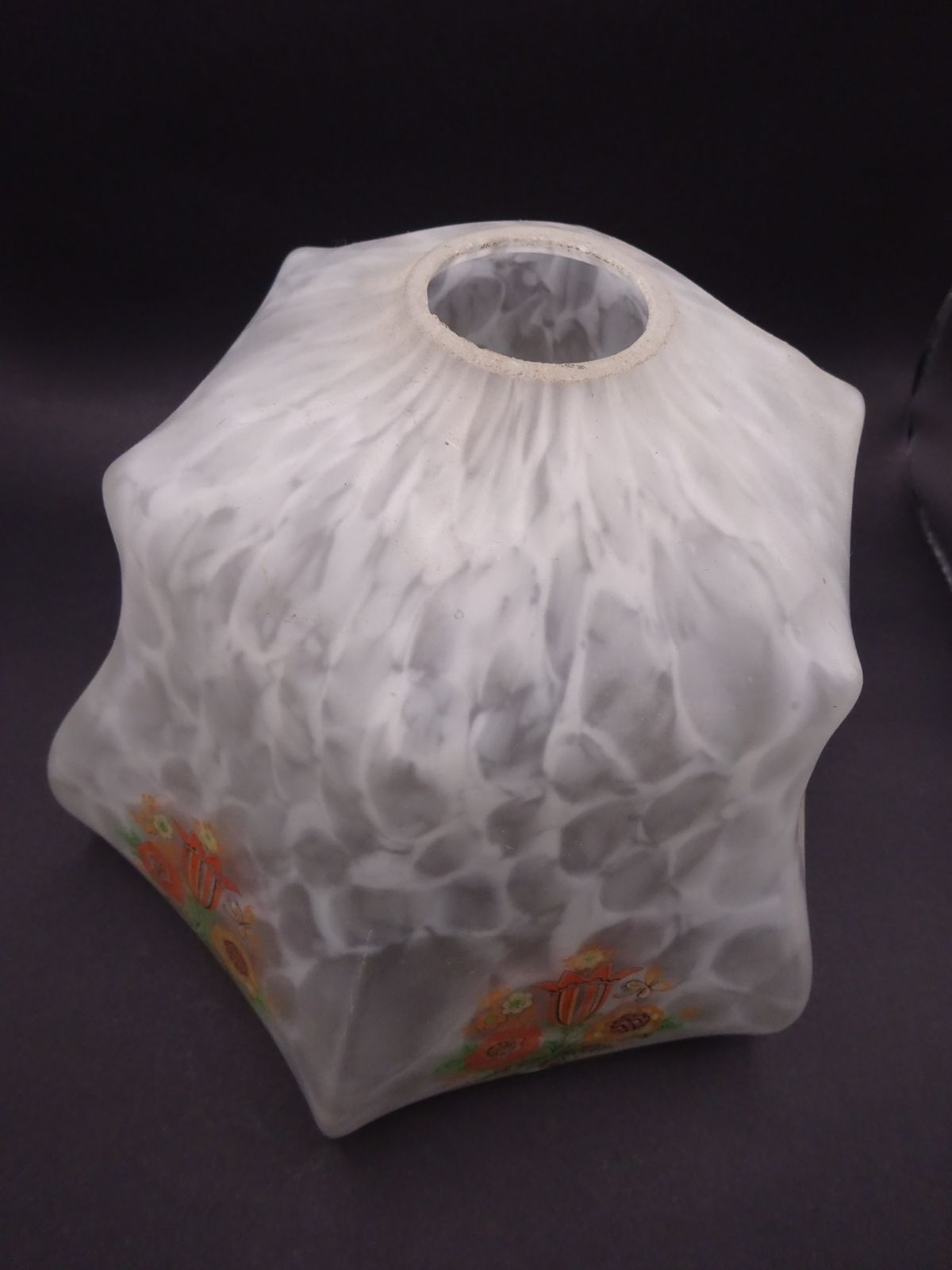 1930s Marbleized Glass Light Shade photo vinterior