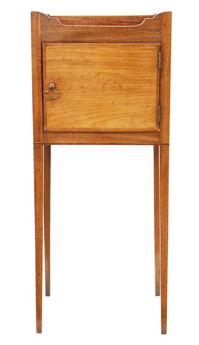 High Quality Antique Georgian Mahogany Tray Top Nightstand Washstand   Elegant 19th Century Bedside Table