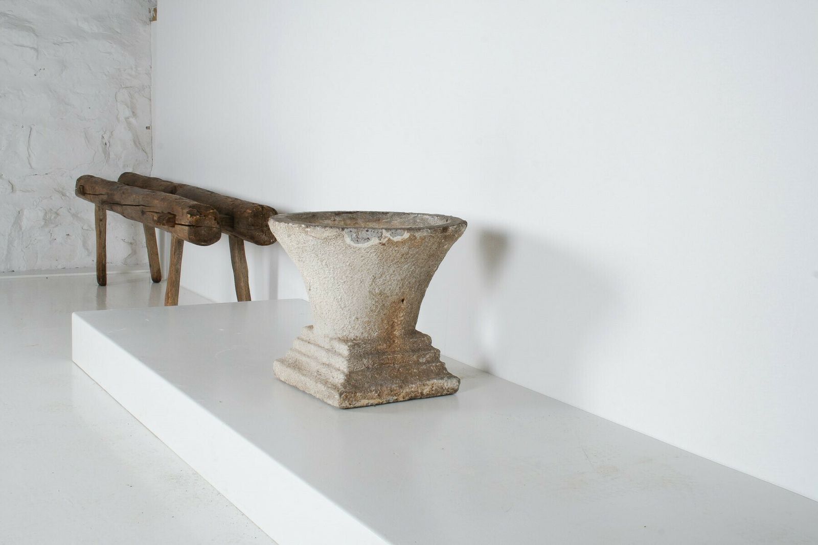 Mid Century Concrete Garden House Planter With Weathered Patina In The Manner Of Willy Guhl photo 650.0