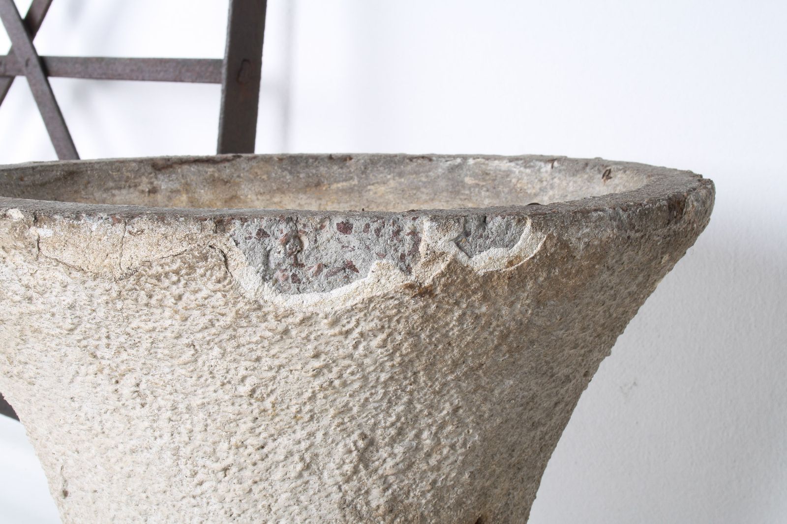 photo furniture Mid Century Concrete Garden House Planter With Weathered Patina In The Manner Of Willy Guhl