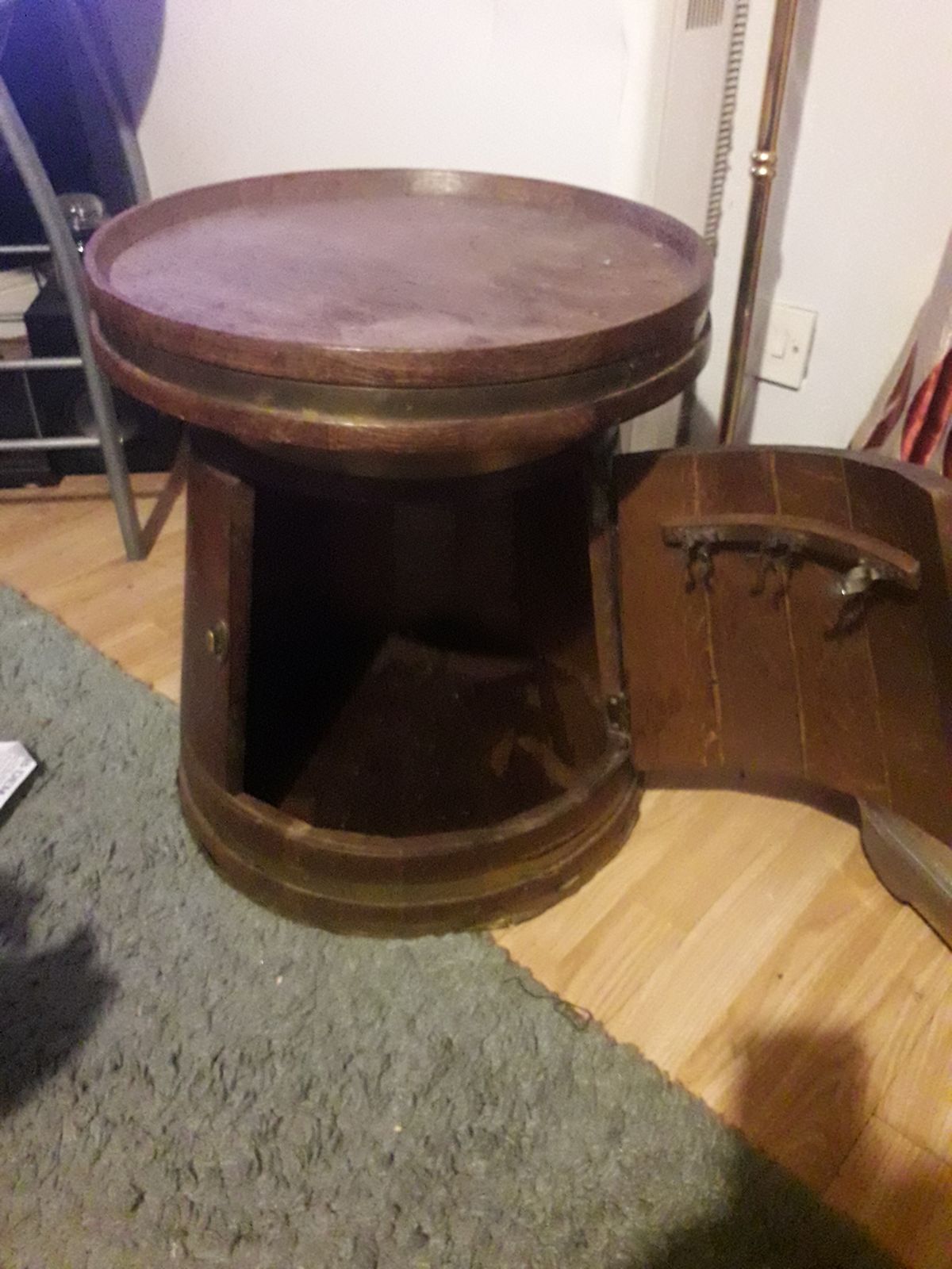 Antique Handcarved Wooden Bar Barrel photo furniture