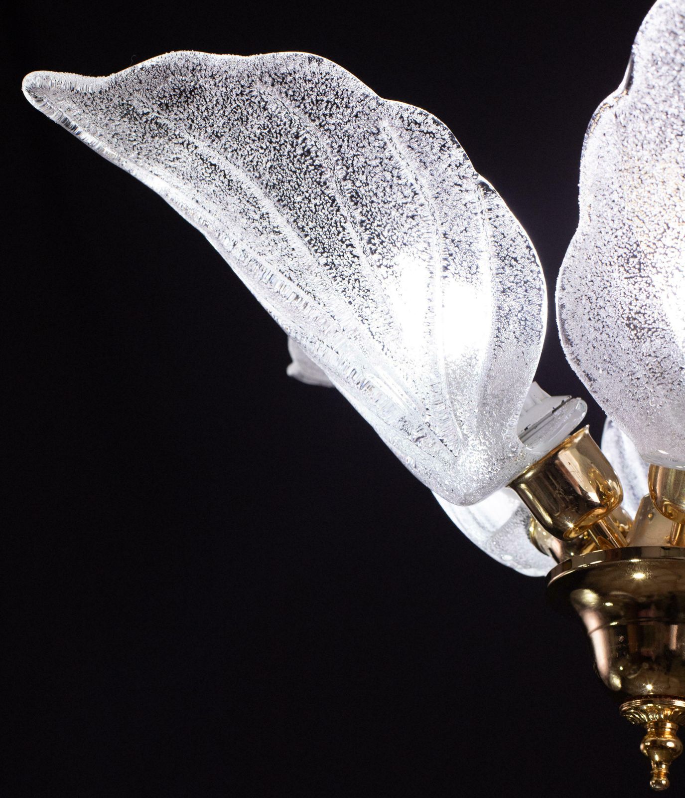 Elegant Murano Chandelier With 5 Leaves In Grit photo 860.0