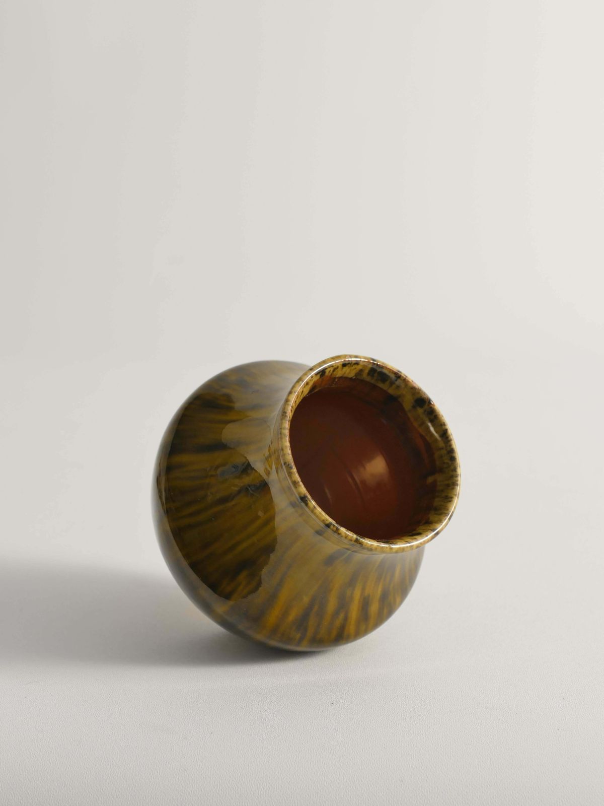 128.0 Scandinavian Modern Black And Olive Glazed Ceramic Vase Nittsjö Keramik, 1960s photo