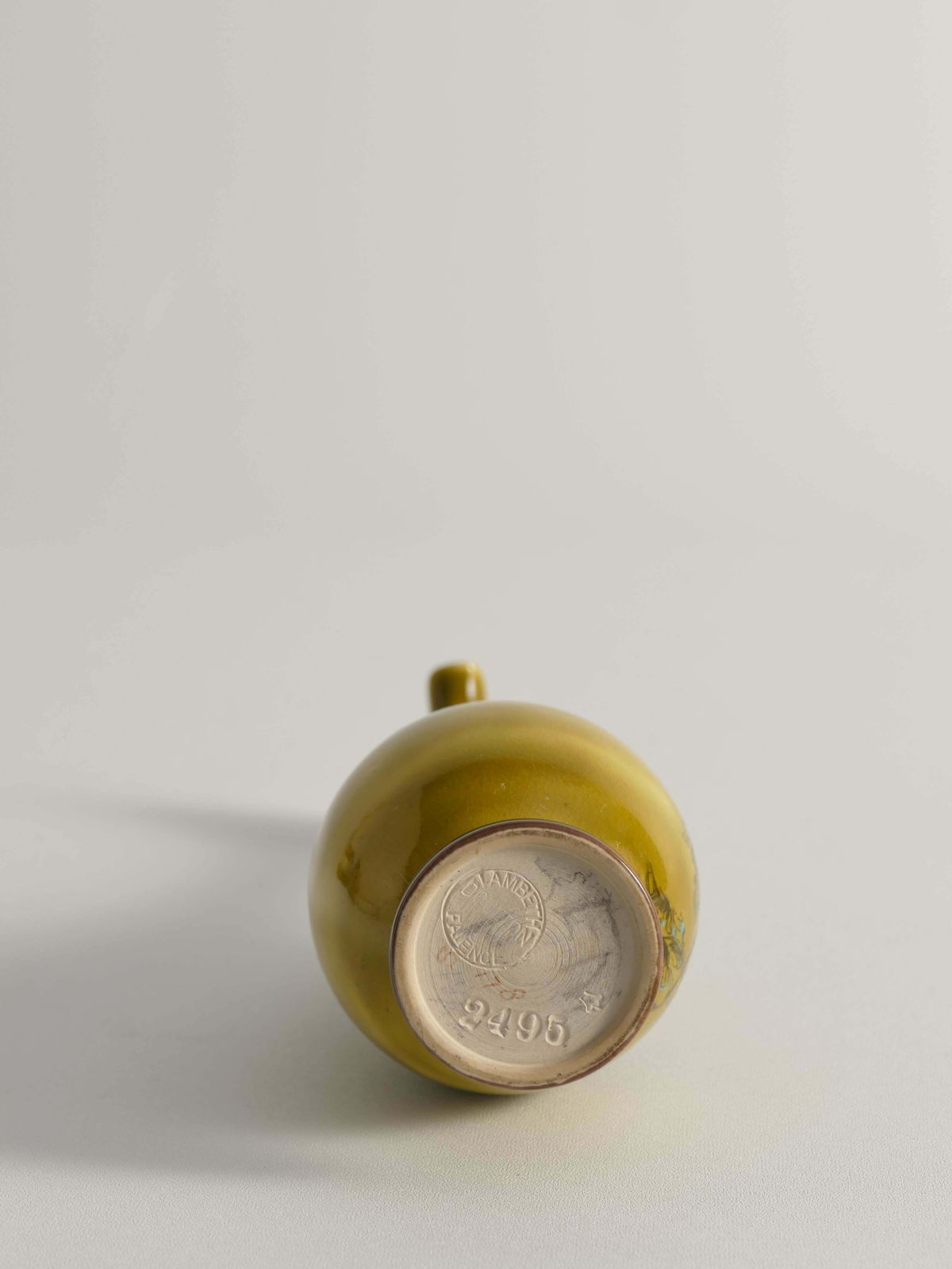392.0 Chinoiserie Ochre Yellow Dragon Vase By Lambeth Doulton Faience, England 1880s photo