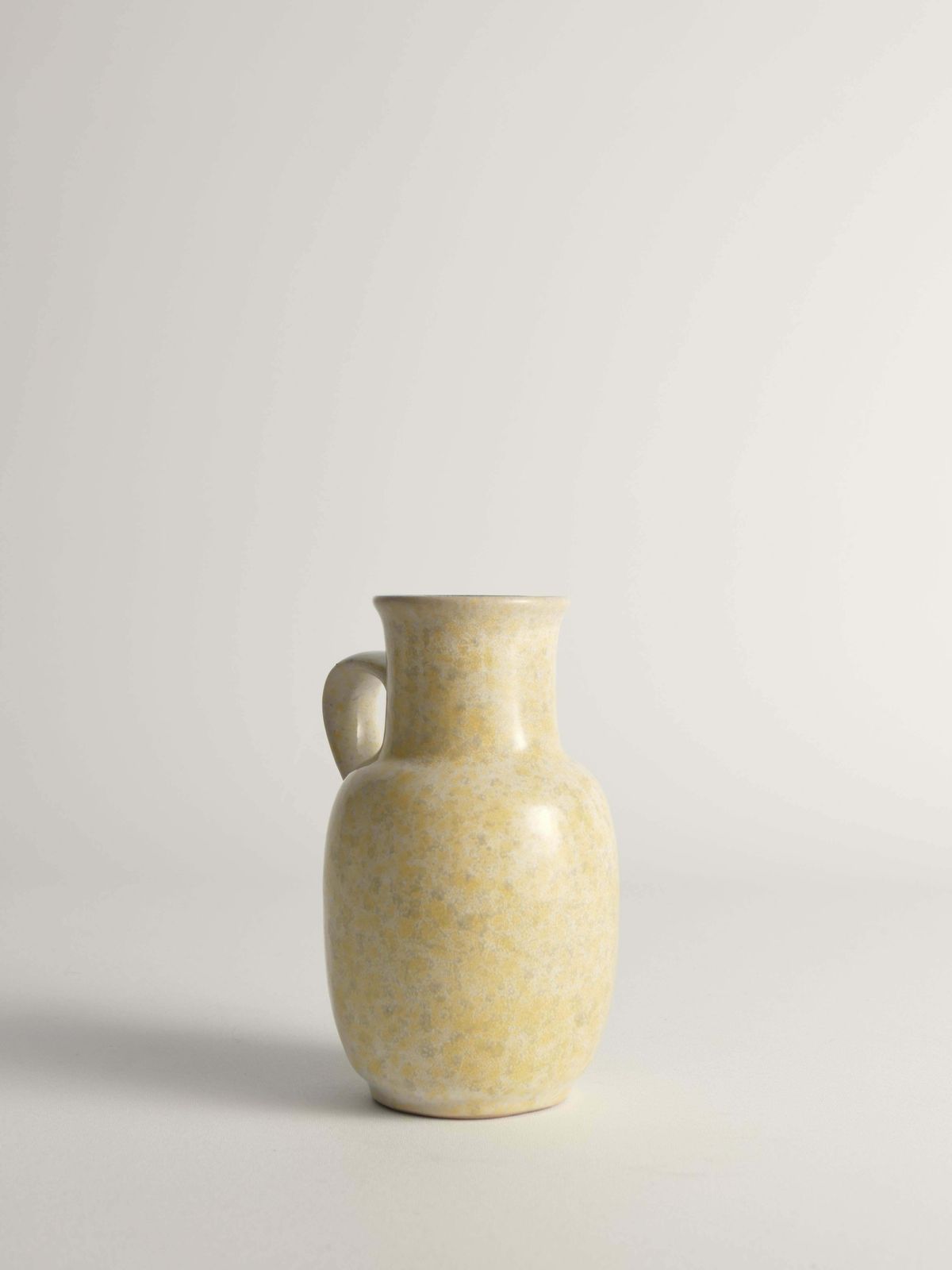 Mid Century Modern Grey & Yellow Stoneware Vase With Handle By Strehla, Germany photo 232.0