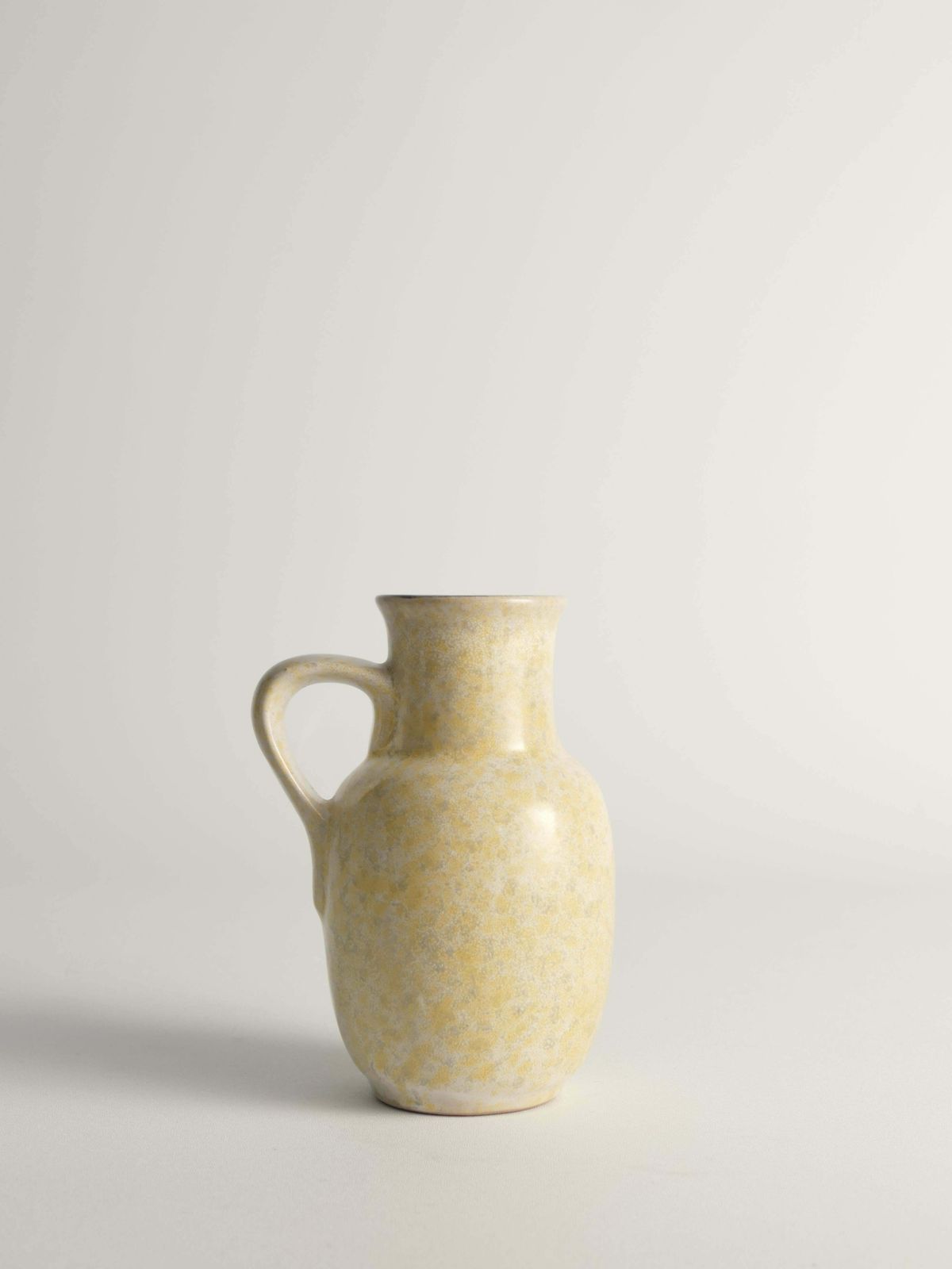 Mid Century Modern Grey & Yellow Stoneware Vase With Handle By Strehla, Germany photo vinterior