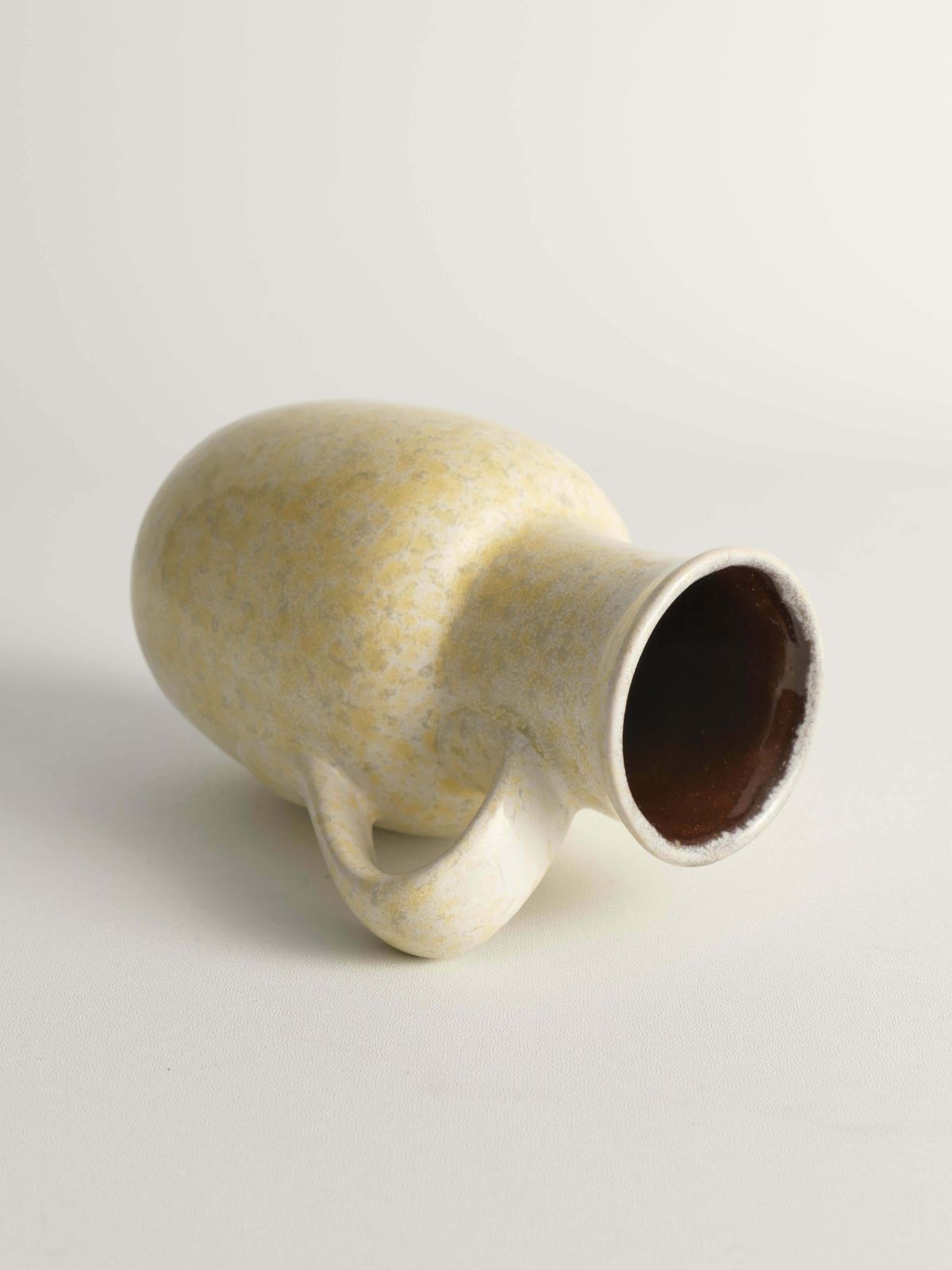photo for sale Mid Century Modern Grey & Yellow Stoneware Vase With Handle By Strehla, Germany