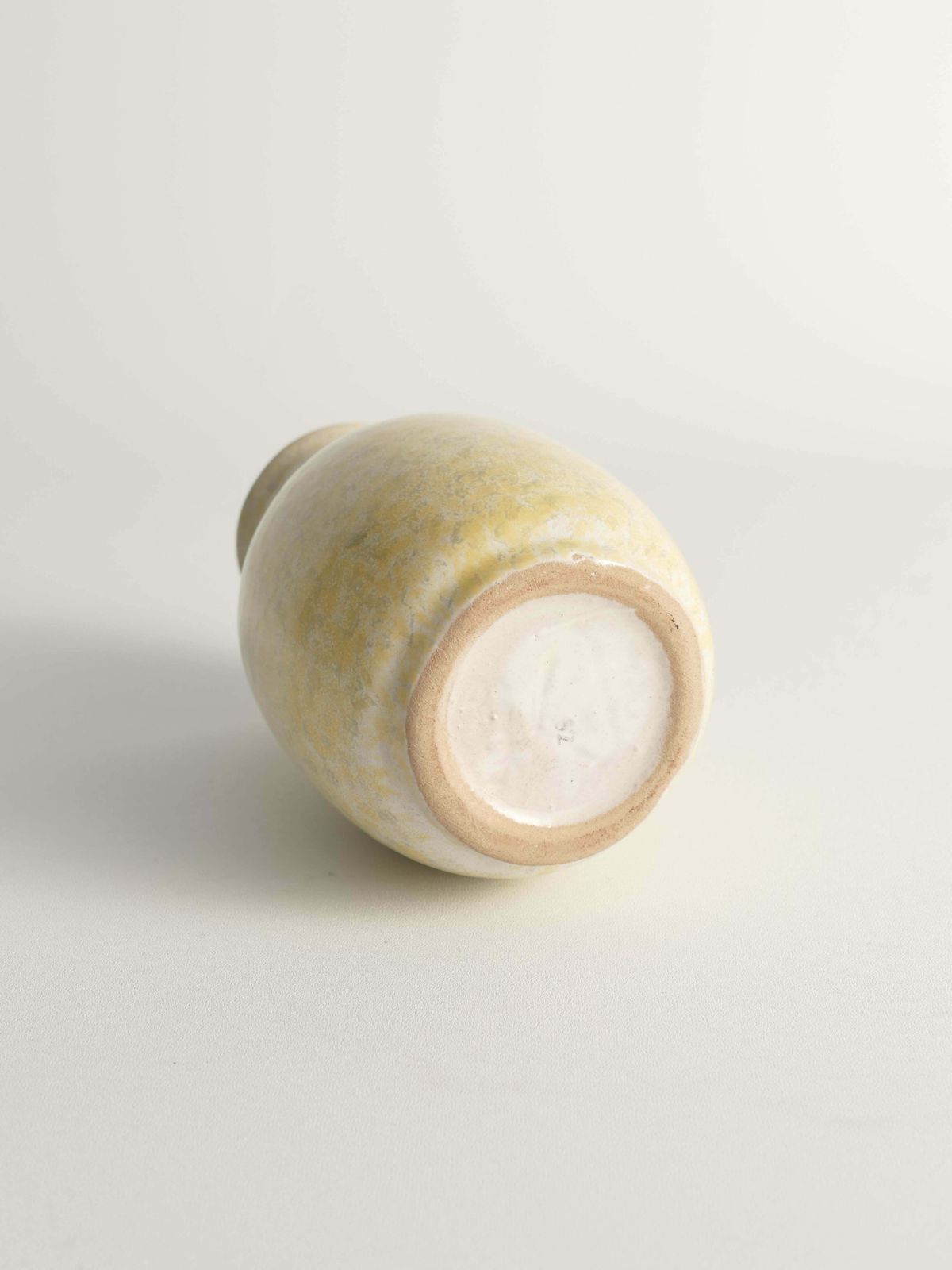 Home Decor Mid Century Modern Grey & Yellow Stoneware Vase With Handle By Strehla, Germany photo