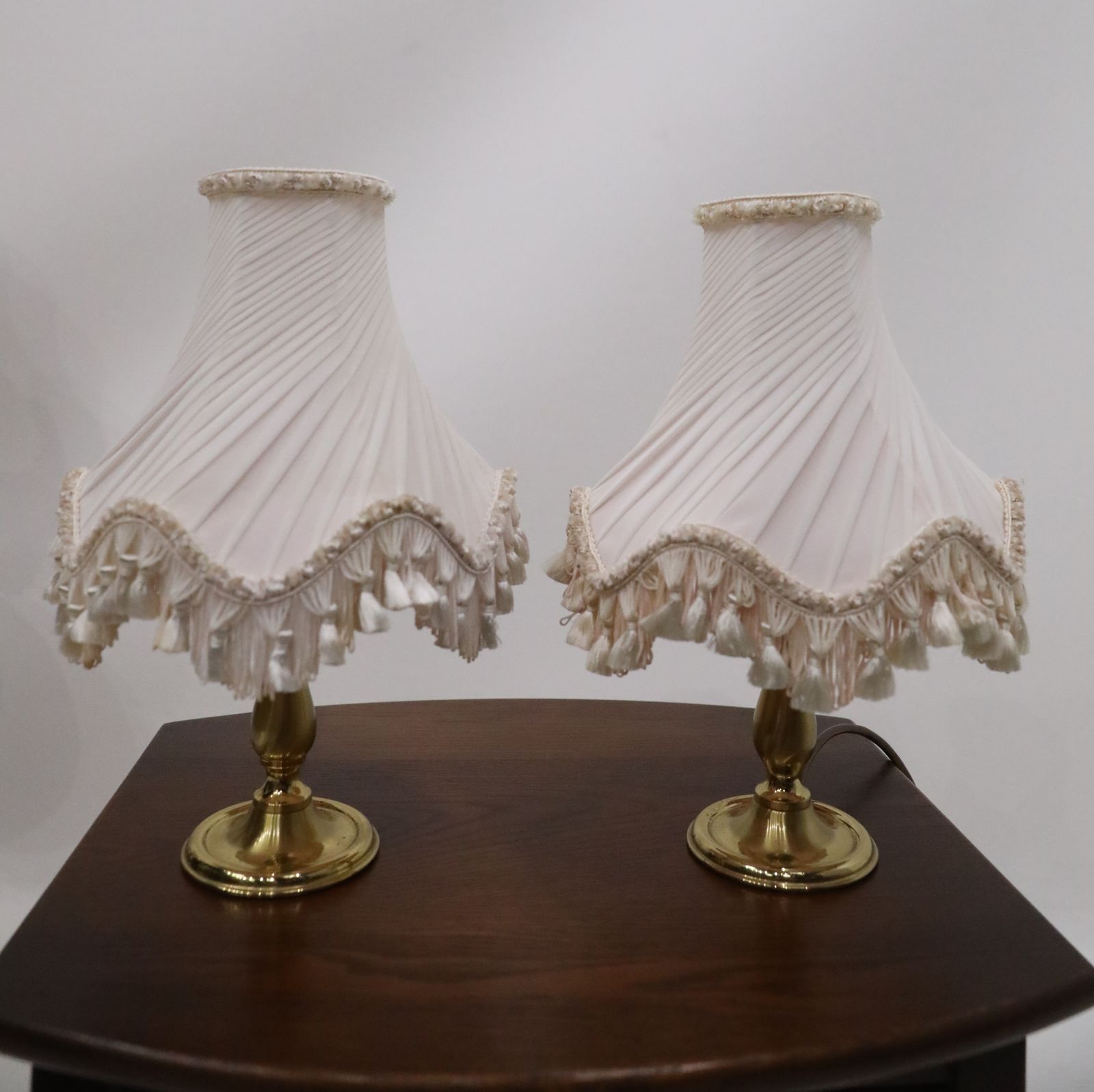 photo furniture 3 Vintage Brass Lamps Chintzy Shades 1 Larger & 2 Smaller Matching Free Delivery