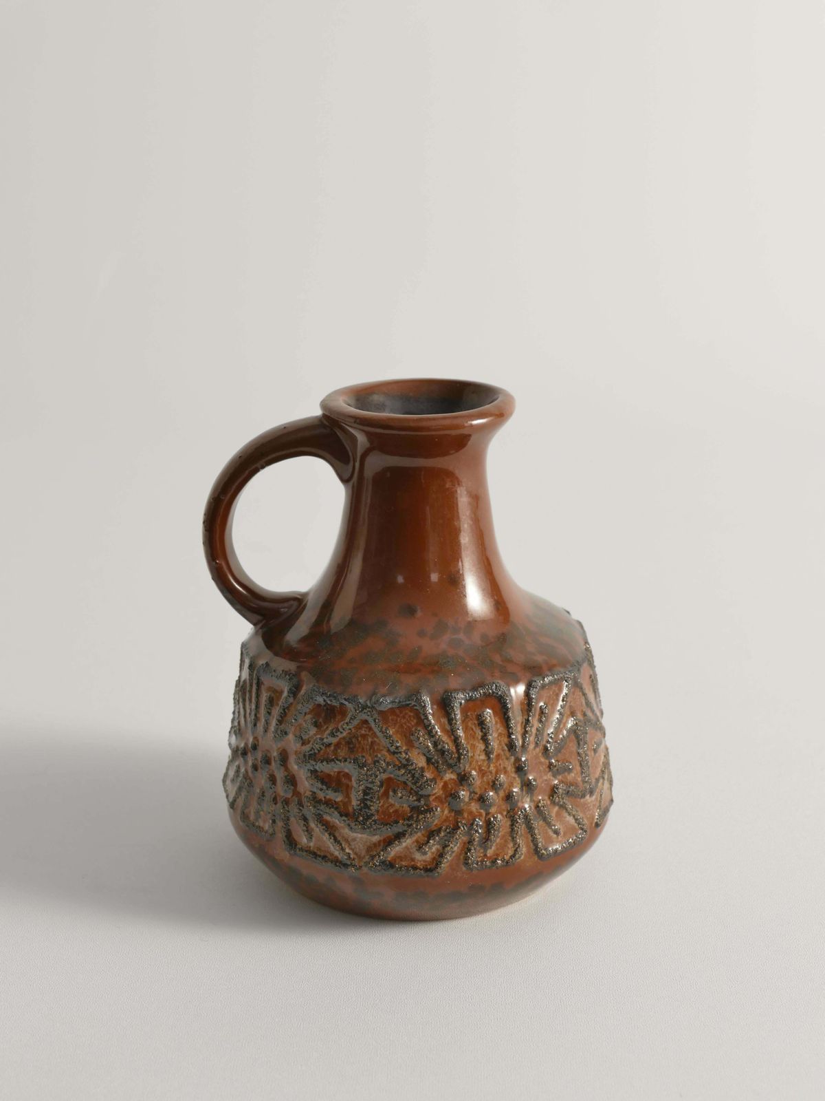 Mid Century Modern Brown Ceramic Vase By Veb Haldensleben, East Germany, 1960s photo furniture