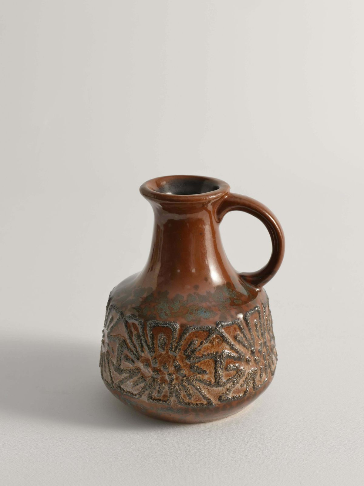 Mid Century Modern Brown Ceramic Vase By Veb Haldensleben, East Germany, 1960s photo buy
