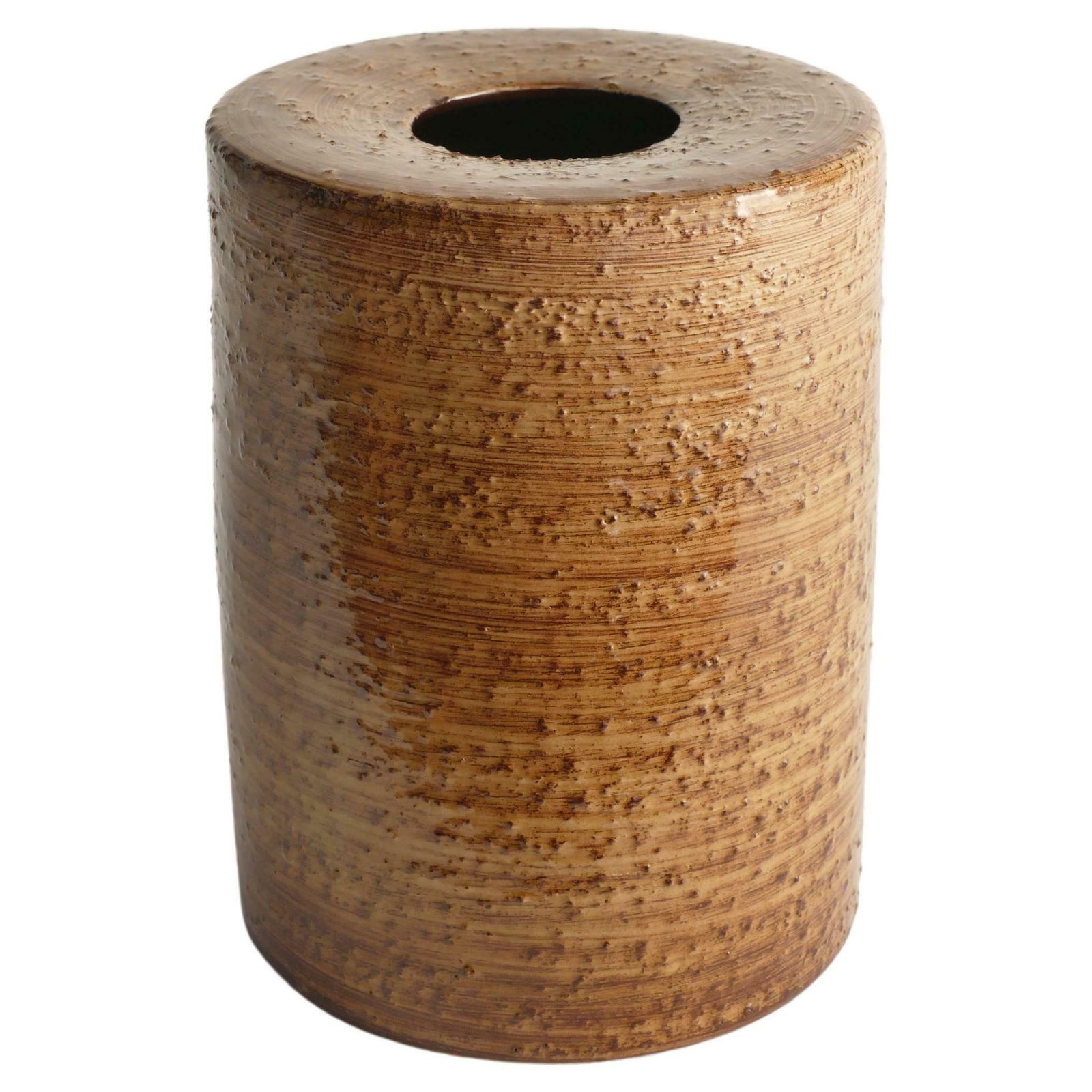 Scandinavian Modern Brown Cylindrical Vase, Jerk Werkmäster, Nittsjö Sweden 1960