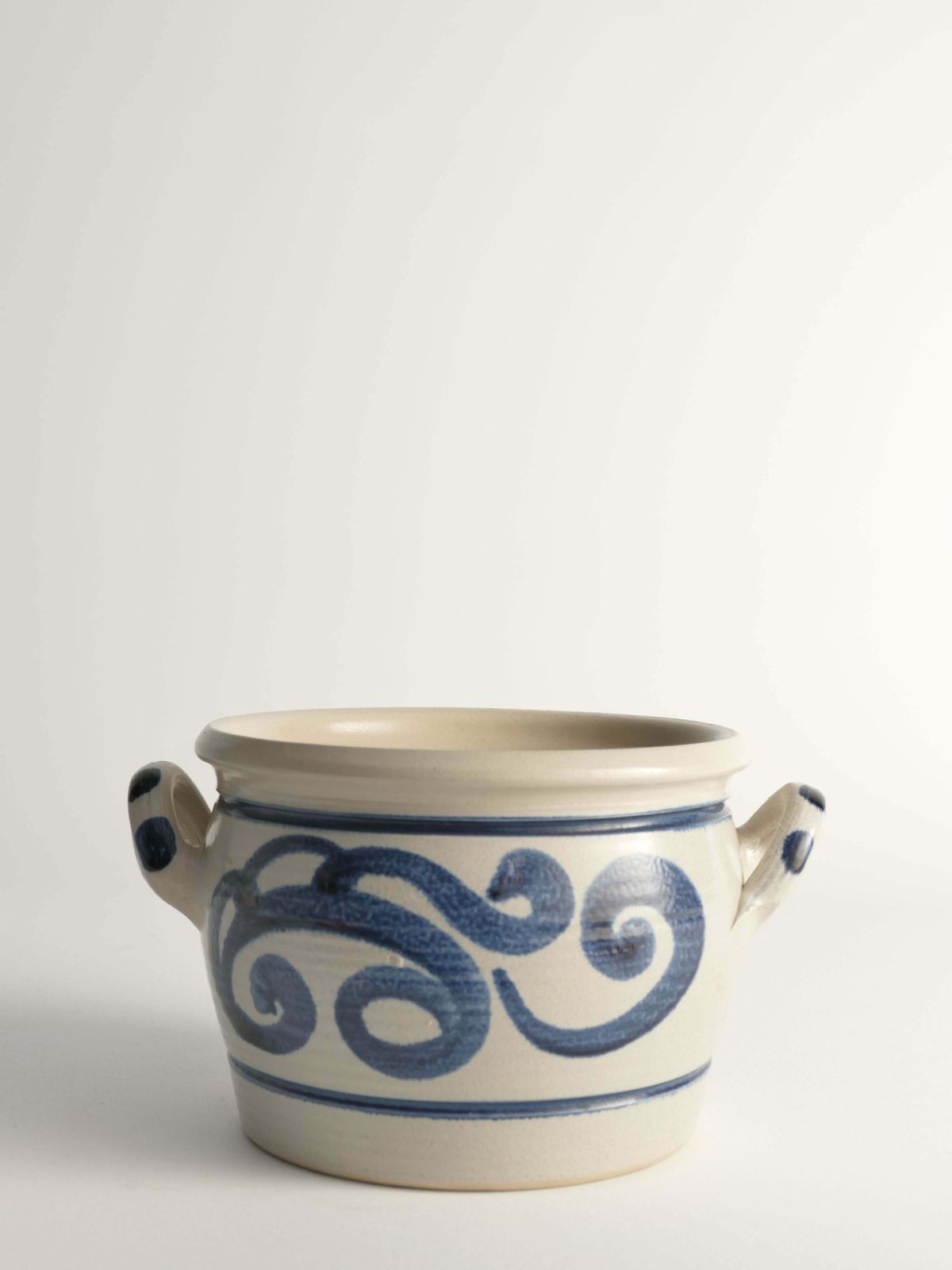 Folk Art Stoneware Jar With Cobalt Blue Floral Motif From Westerwald, Germany photo Home Decor