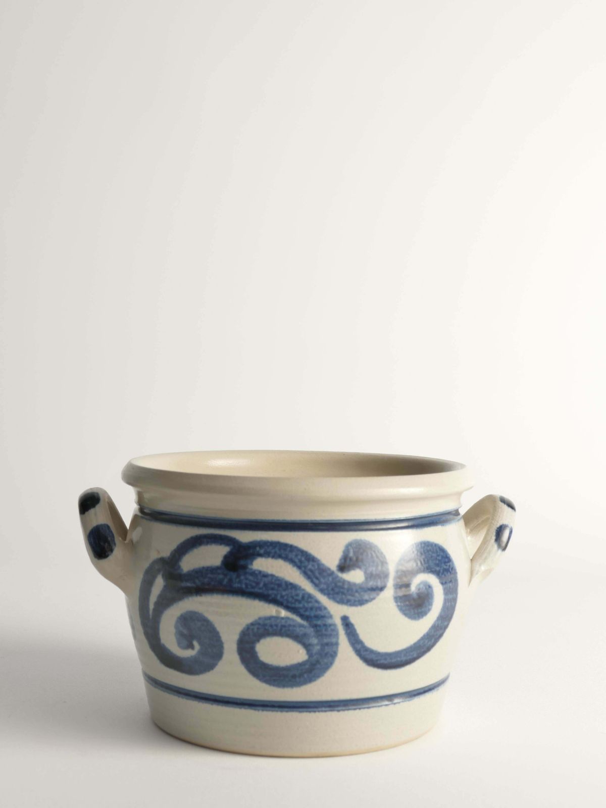 Folk Art Stoneware Jar With Cobalt Blue Floral Motif From Westerwald, Germany photo 272.0