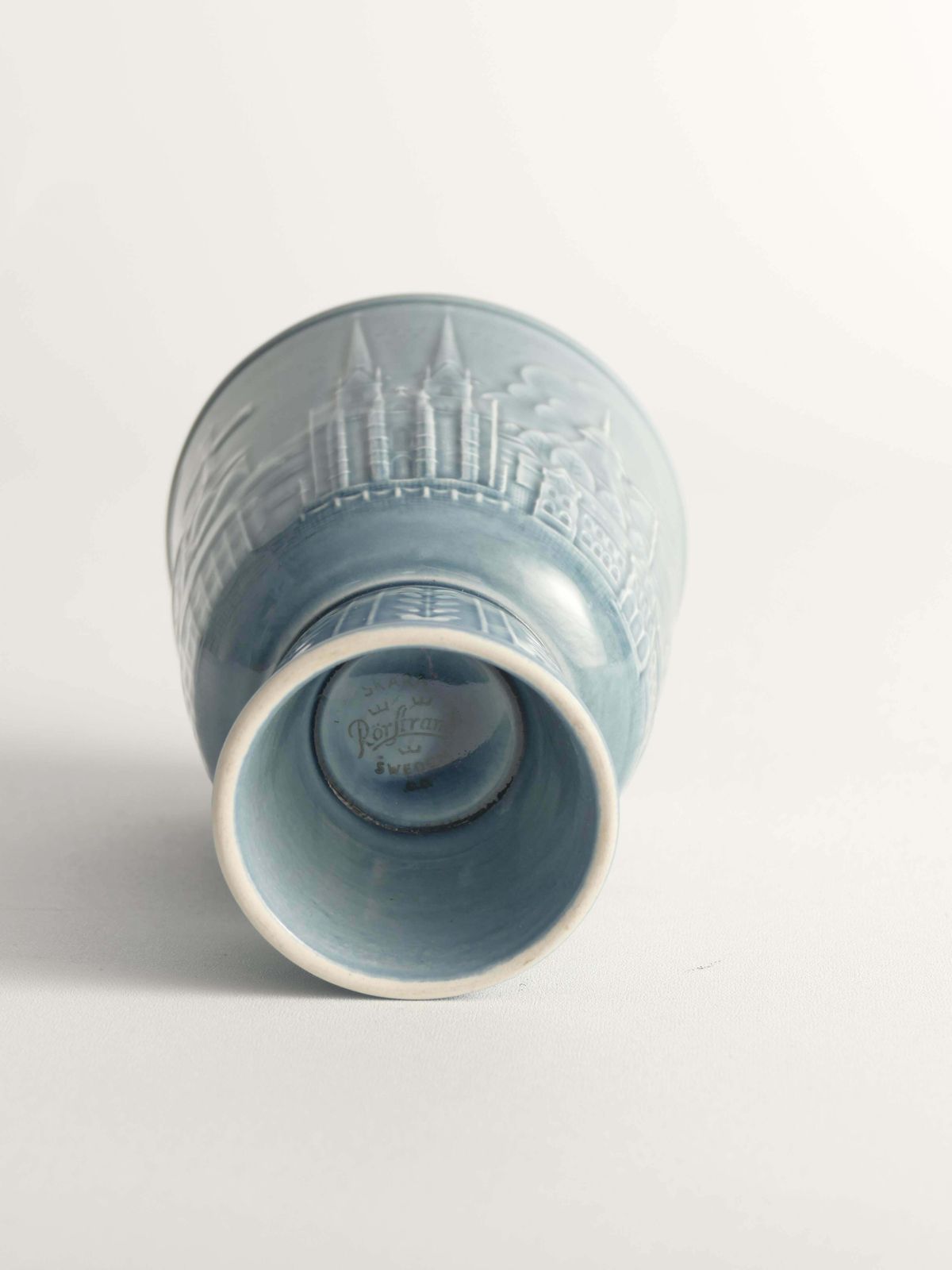 Scandinavian Modern French Blue Vase By Gunnar Nylund For Rörstrand, Sweden 1950 photo vintage