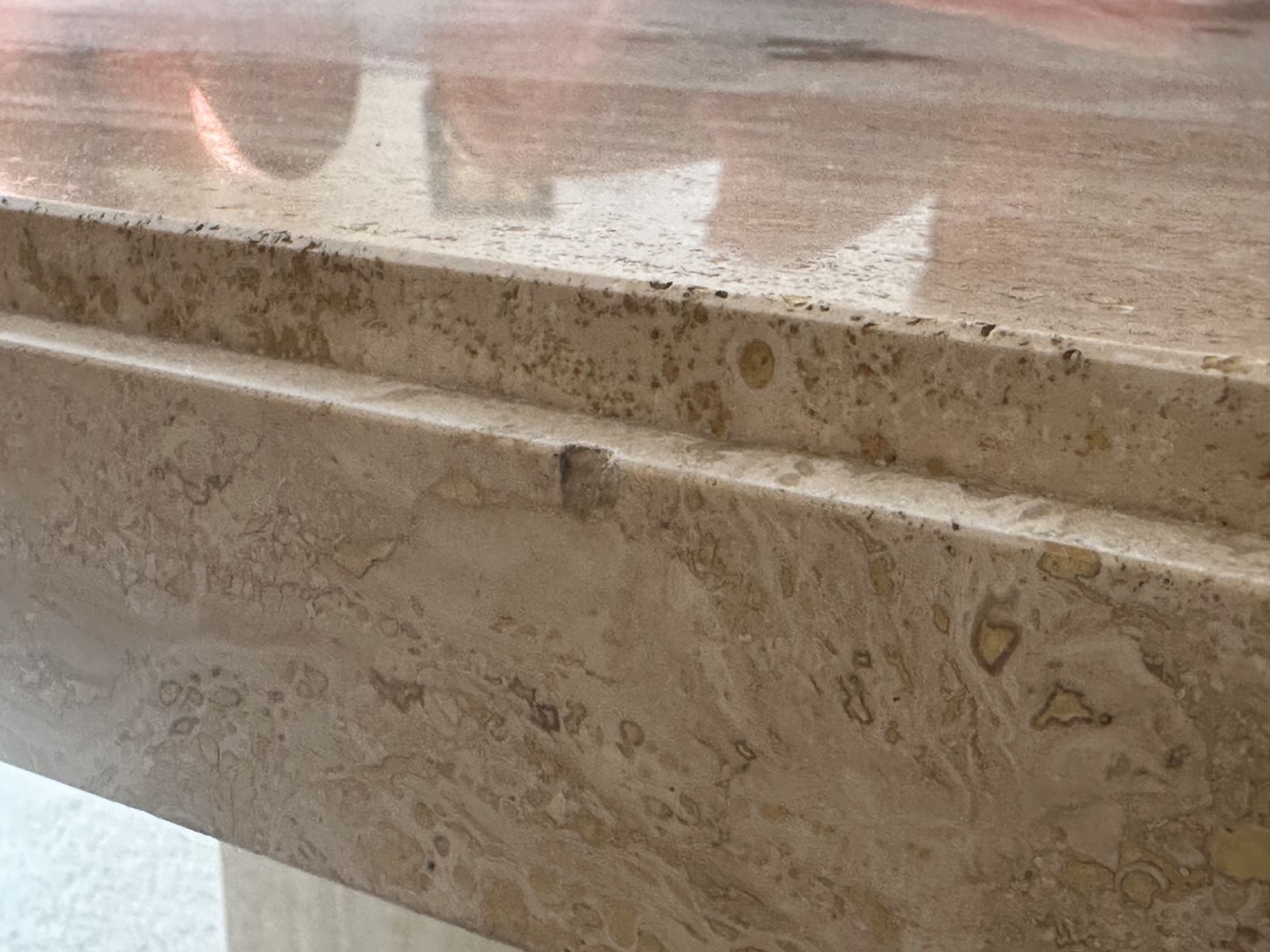 Contemporary Travertine Marble Coffee Table, With Matching Lamp Stand photo buy