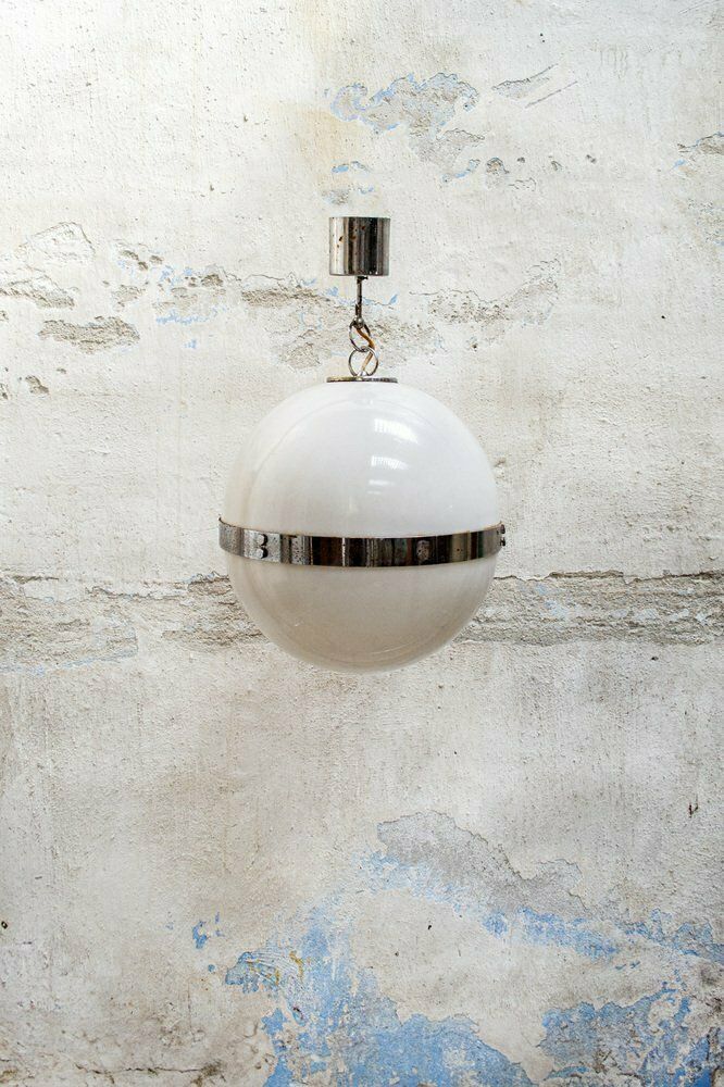 Space Age Hanglamp Van Acrylglas En Verchroomd Metaal, Italië, Jaren 1960