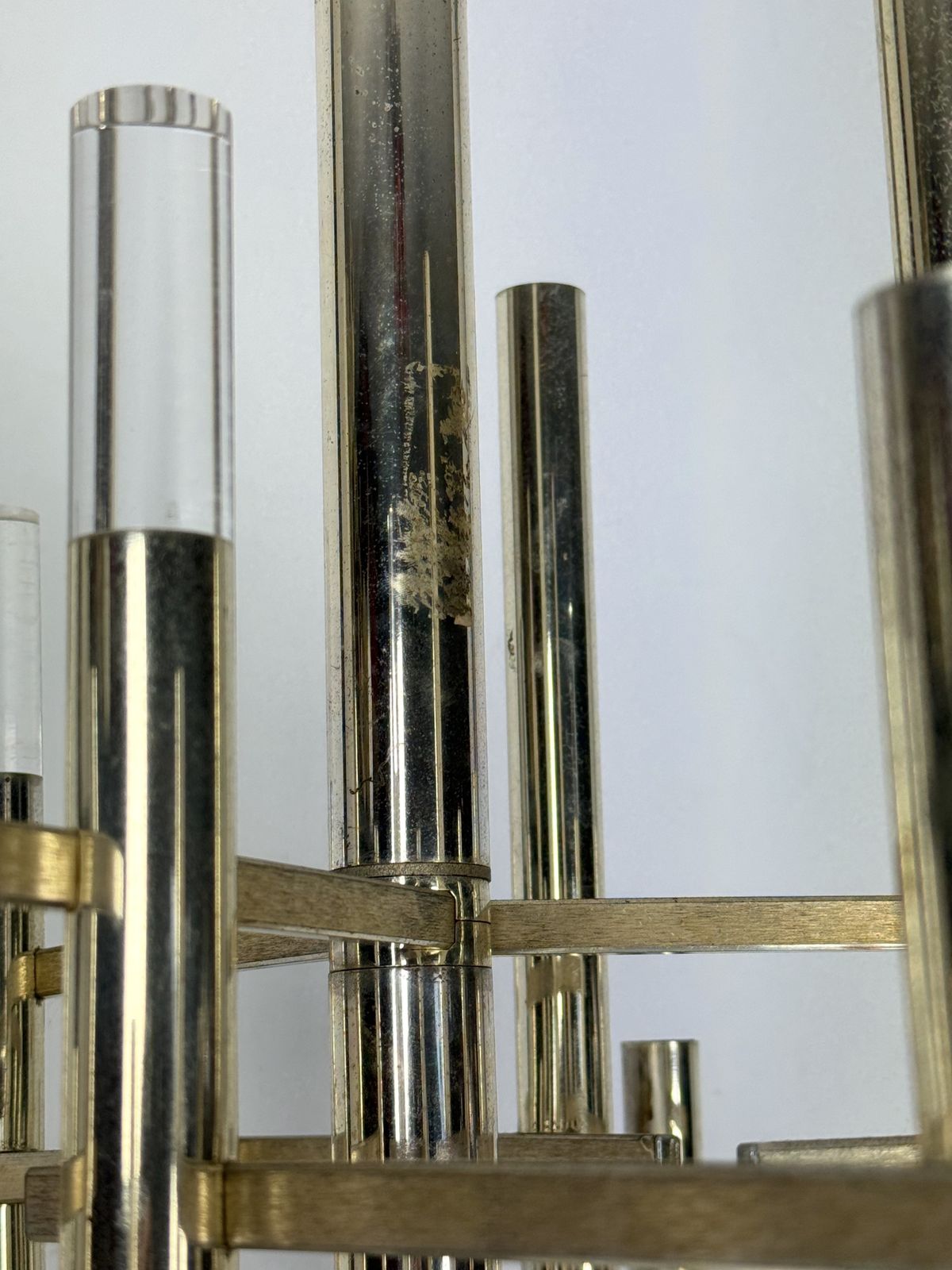Sciolari 15 Lights Slight Gilded Chrome And Perspex Chandelier Model Ice, Italy 60s photo Lighting