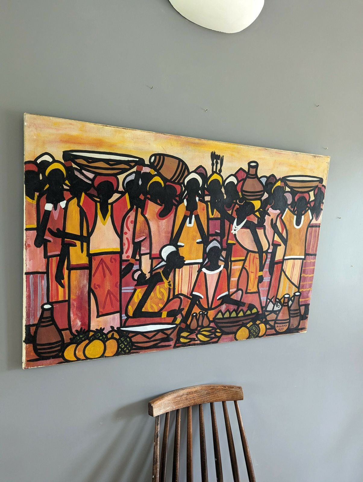 Tribe, Oil On Canvas, 1970s, Vintage photo for sale