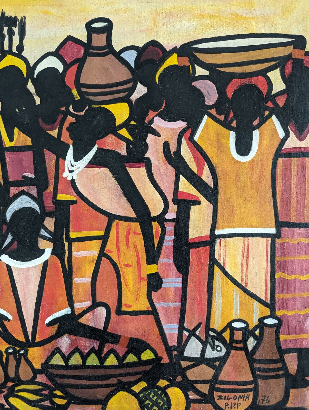 825.0 Tribe, Oil On Canvas, 1970s, Vintage photo