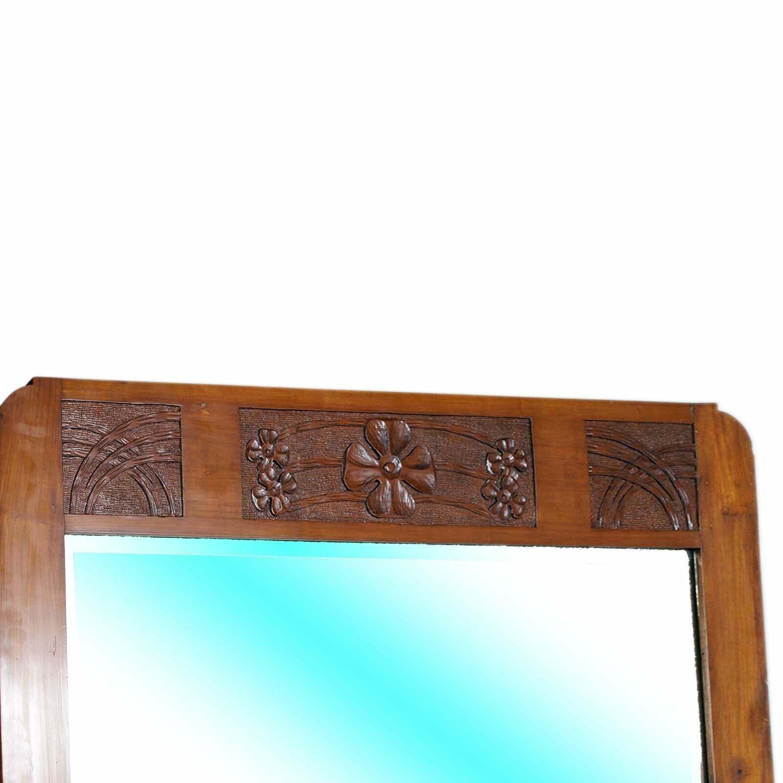 photo furniture Commode Art Nouveau In Walnut , Four Drawers, Carved, Restored, Wax Polished