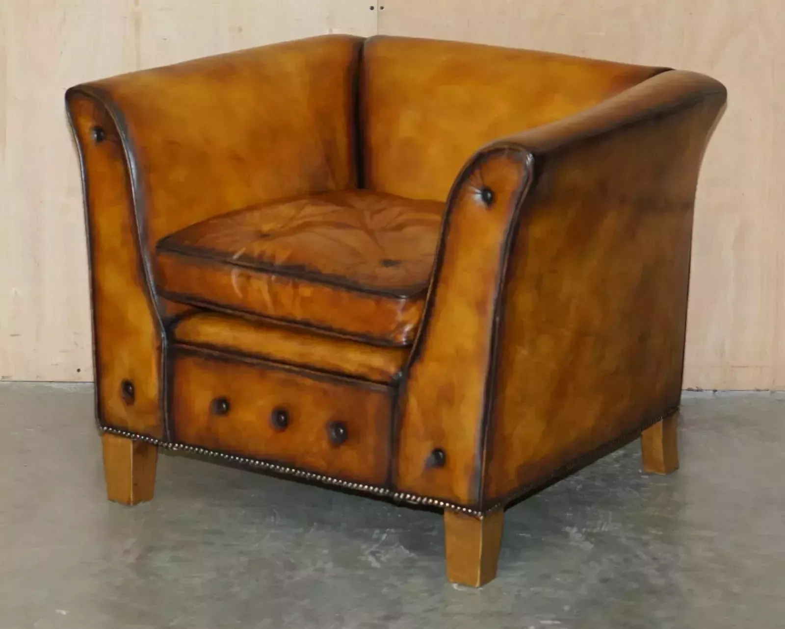 Pair Of Brand New Custom Mulberry London Brown Leather Chesterfield Armchairs photo furniture